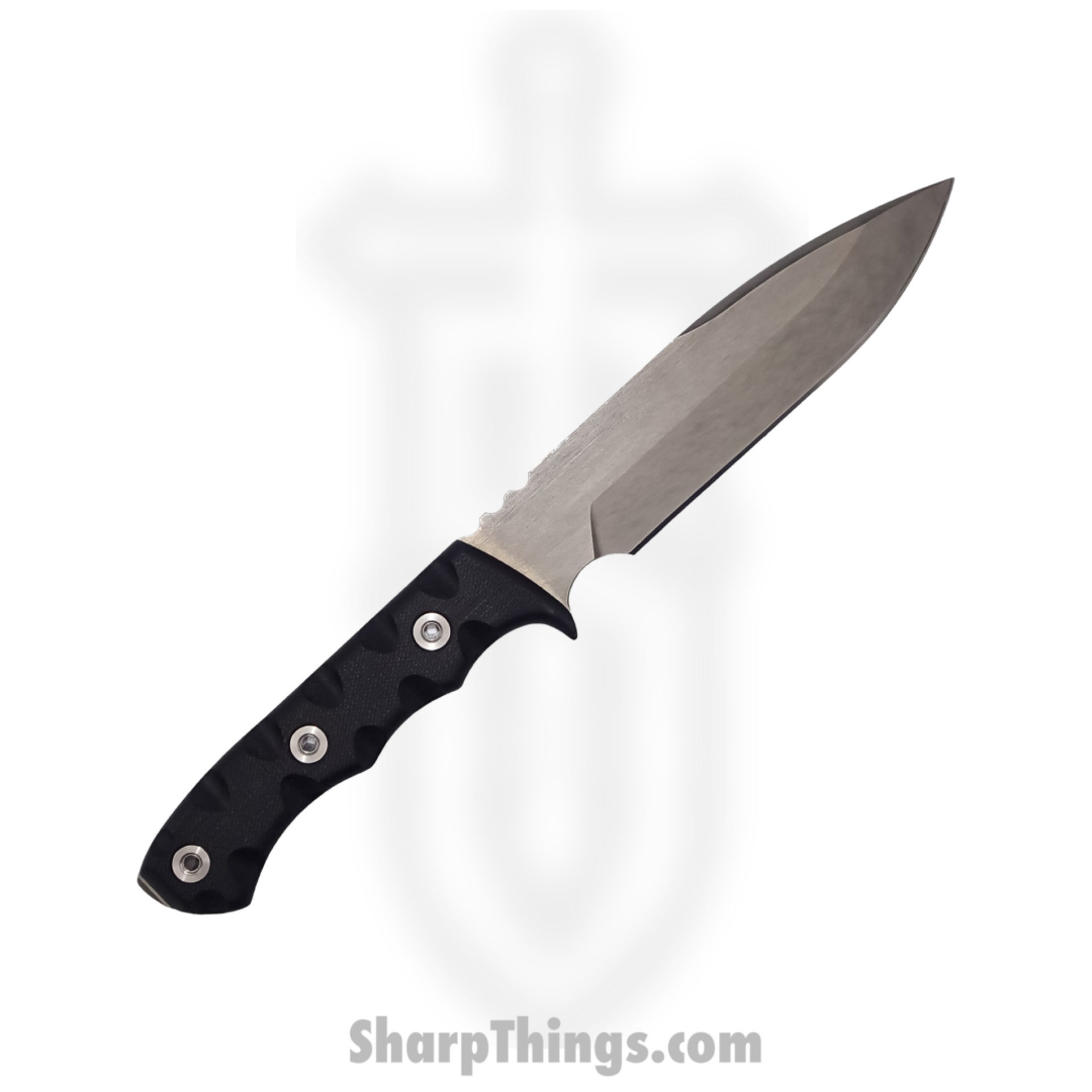 T.Kell Knives - MercBlkGG - Mercenary - Fixed Blade Knife - 80CRV2 Nickle Boron Coated Clip Point - G10 - Black Grenade Grip
