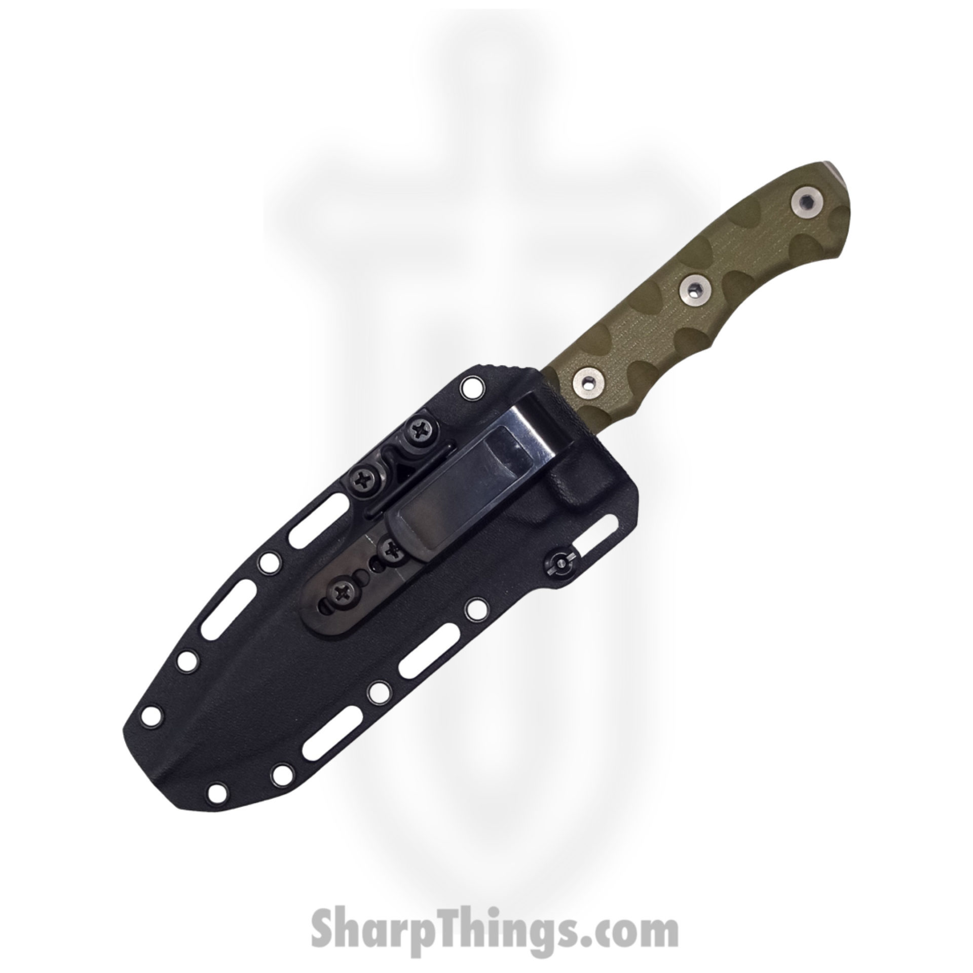 T.Kell Knives - MercODGG - Mercenary - Fixed Blade Knife - 80CRV2 Nickle Boron Coated Clip Point - G10 - OD Green Grenade Grip - Image 2