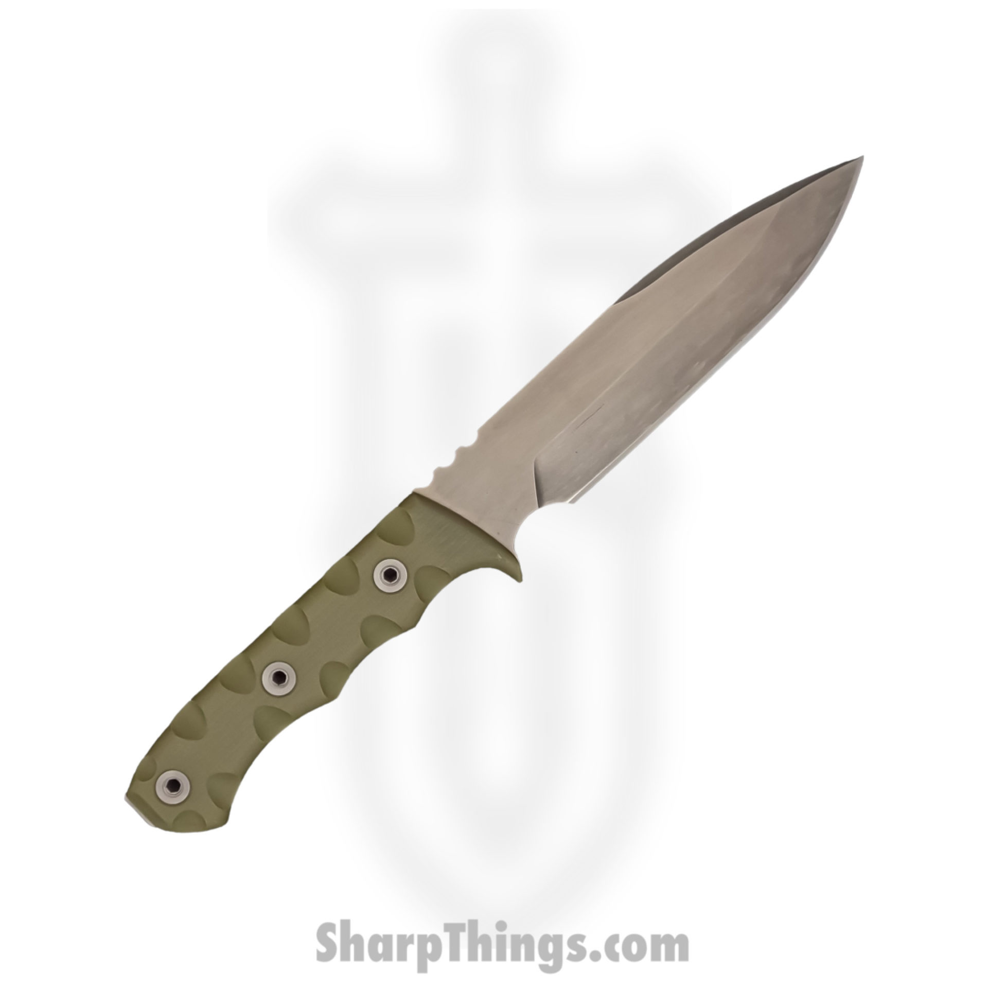 T.Kell Knives - MercODGG - Mercenary - Fixed Blade Knife - 80CRV2 Nickle Boron Coated Clip Point - G10 - OD Green Grenade Grip - Image 3