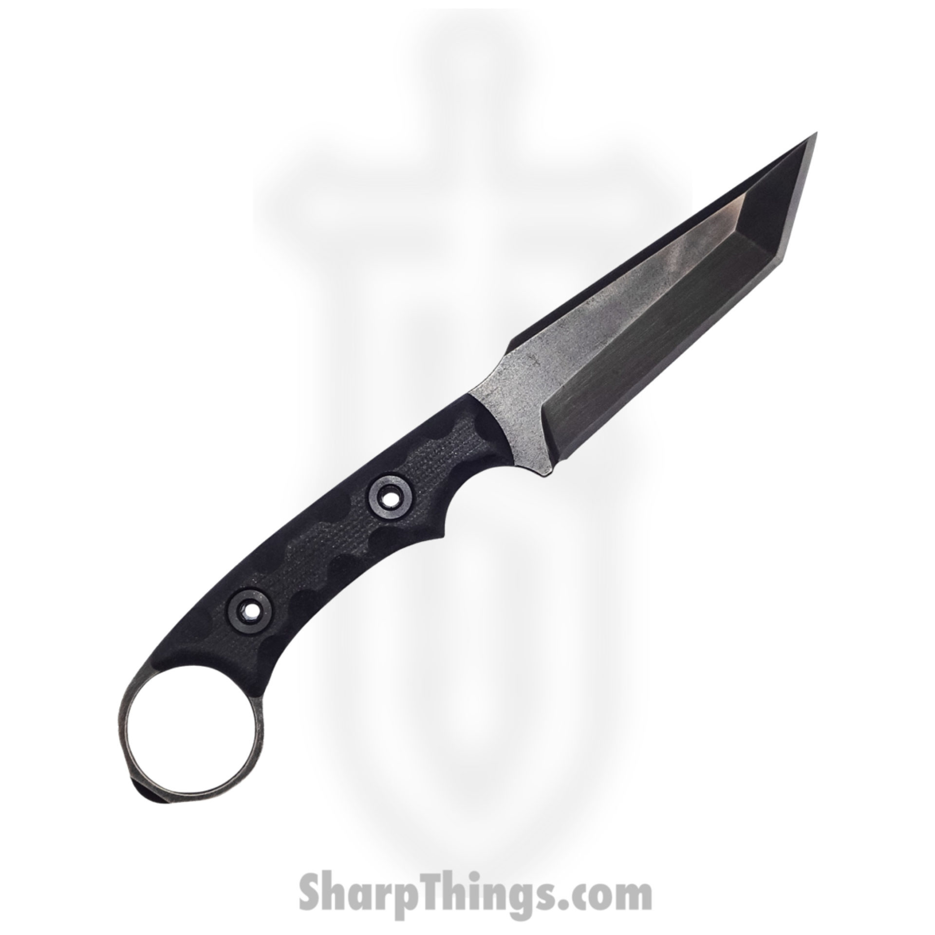 T.Kell Knives - NtHwkBkMicGG - Nighthawk CG - Fixed Blade Knife - 80crv2 Nickle Boron Coated Rev Tanto - Micarta - Black Grenade Grip