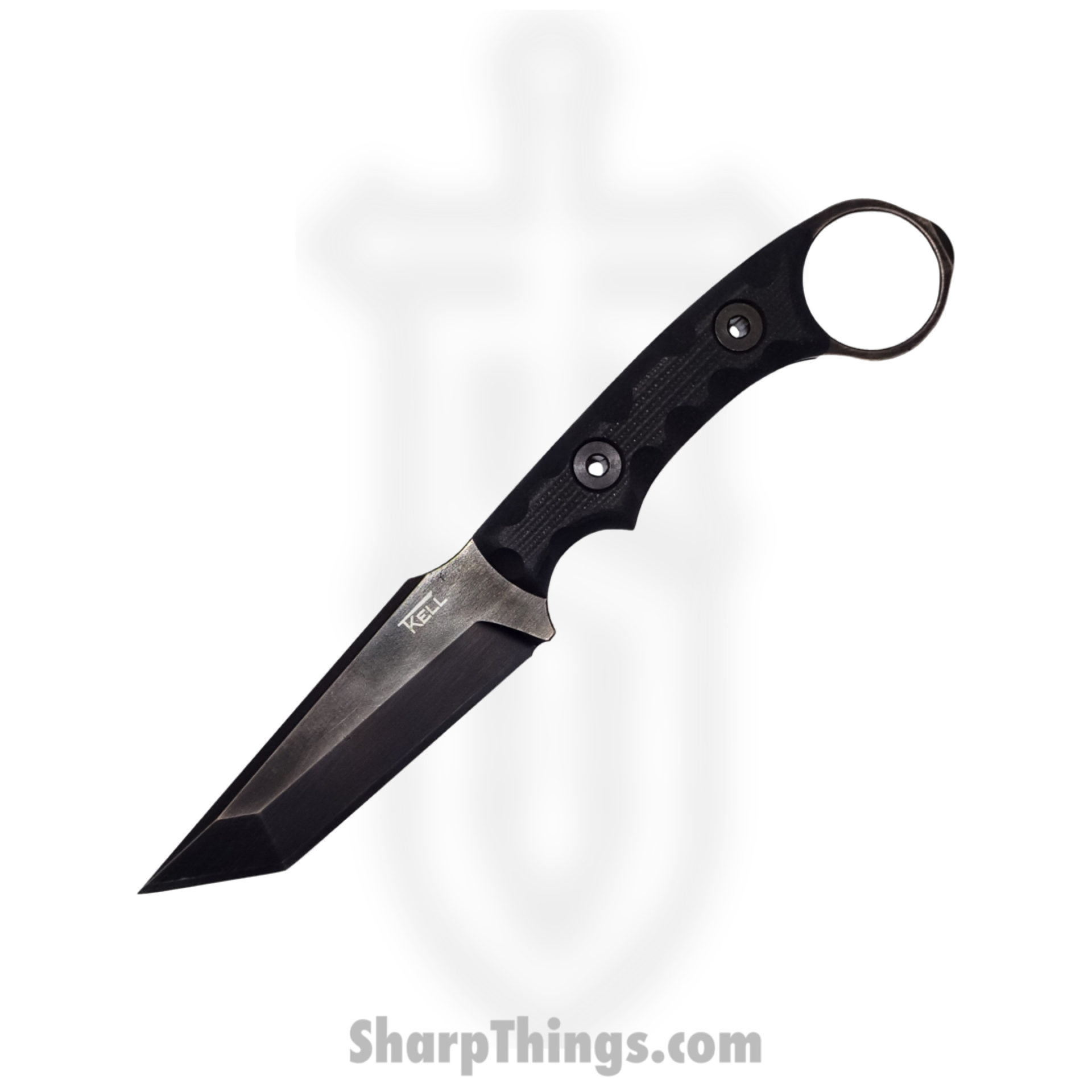 T.Kell Knives - NtHwkBkMicGG - Nighthawk CG - Fixed Blade Knife - 80crv2 Nickle Boron Coated Rev Tanto - Micarta - Black Grenade Grip - Image 2