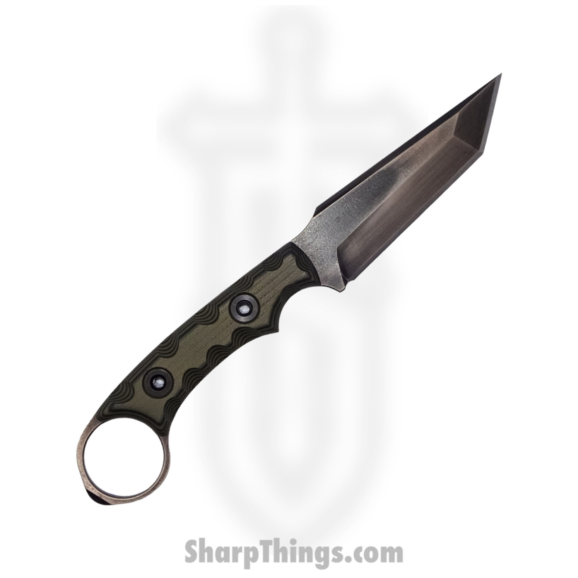 T.Kell Knives - NtHwkWdlndGG - Nighthawk CG - Fixed Blade Knife - 80crv2 Nickle Boron Coated Rev Tanto - G10 - Woodland Grenade Grip - Image 4