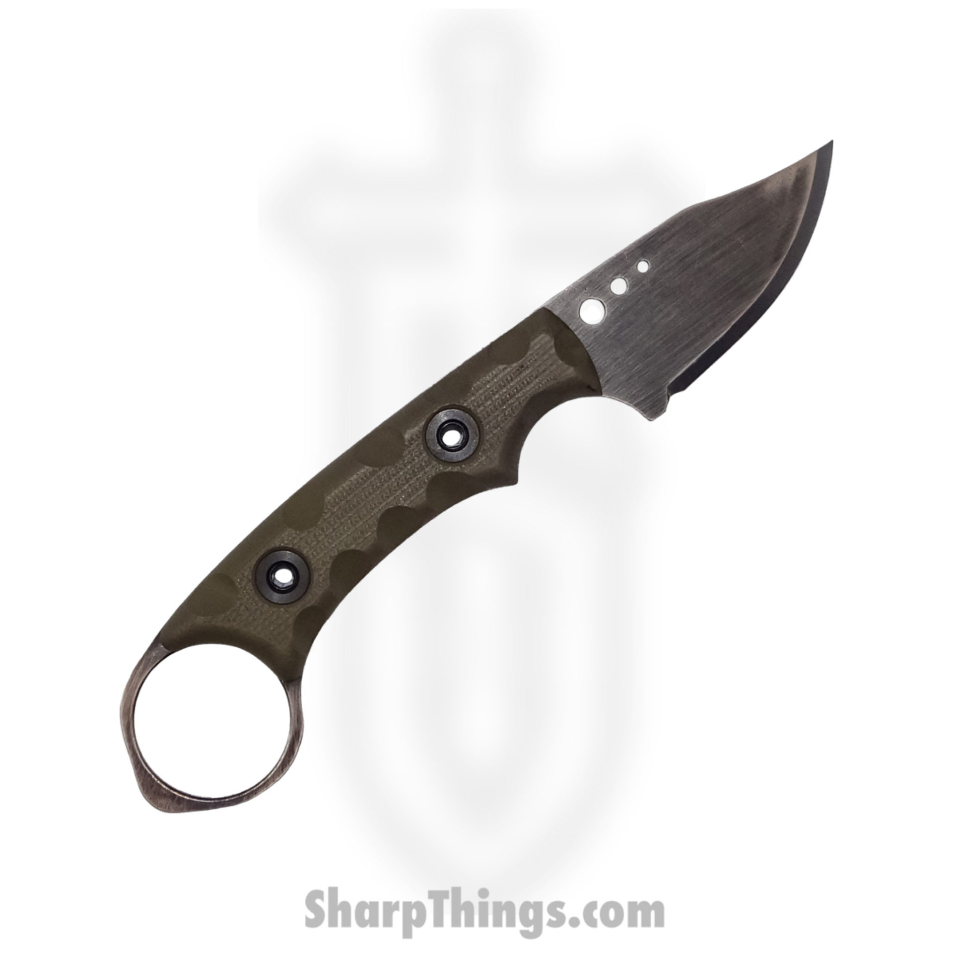 T.Kell Knives - NgtShdCPODGG - Nightshade Clip Point - Fixed Blade Knife - 80CRV2 Nickle Boron Coated Clip Point - G10 - OD Green Grenade Grip - Image 4