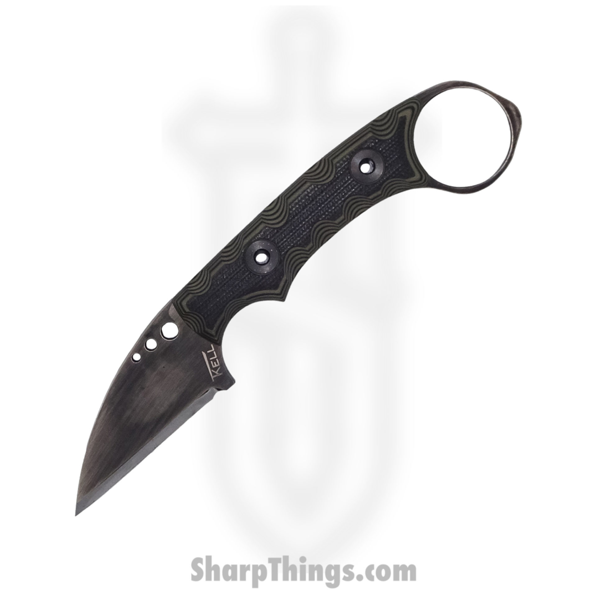 T.Kell Knives - NgtShdWBduGG - Nightshade Wharncliffe - Fixed Blade Knife - 80CRV2 Nickle Boron Coated Wharncliffe - G10 - BDU Grenade Grip
