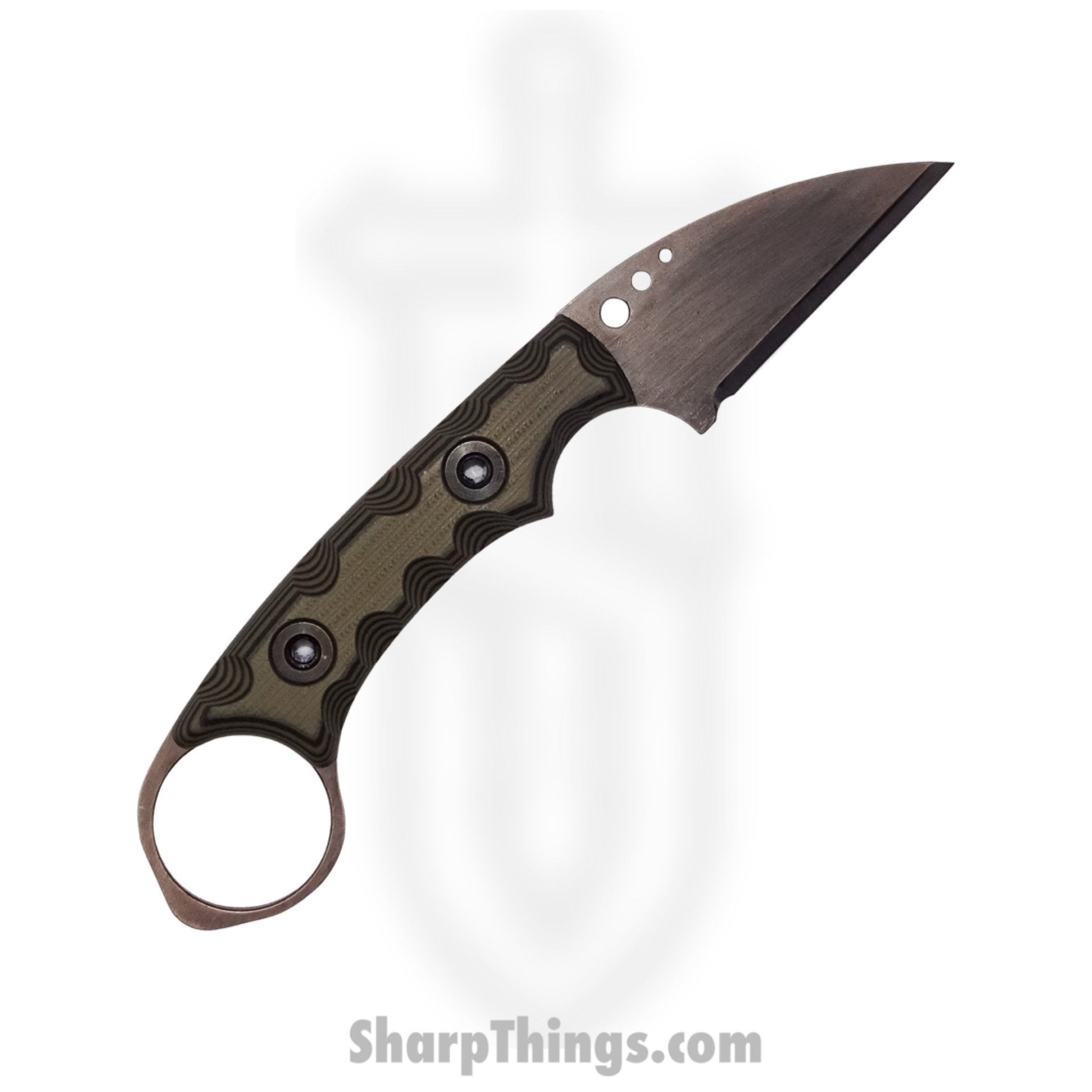 T.Kell Knives - NgtShdWWdlGG - Nightshade Wharncliffe - Fixed Blade Knife - 80CRV2 Nickle Boron Coated Wharncliffe - G10 - Woodland Grenade Grip - Image 4