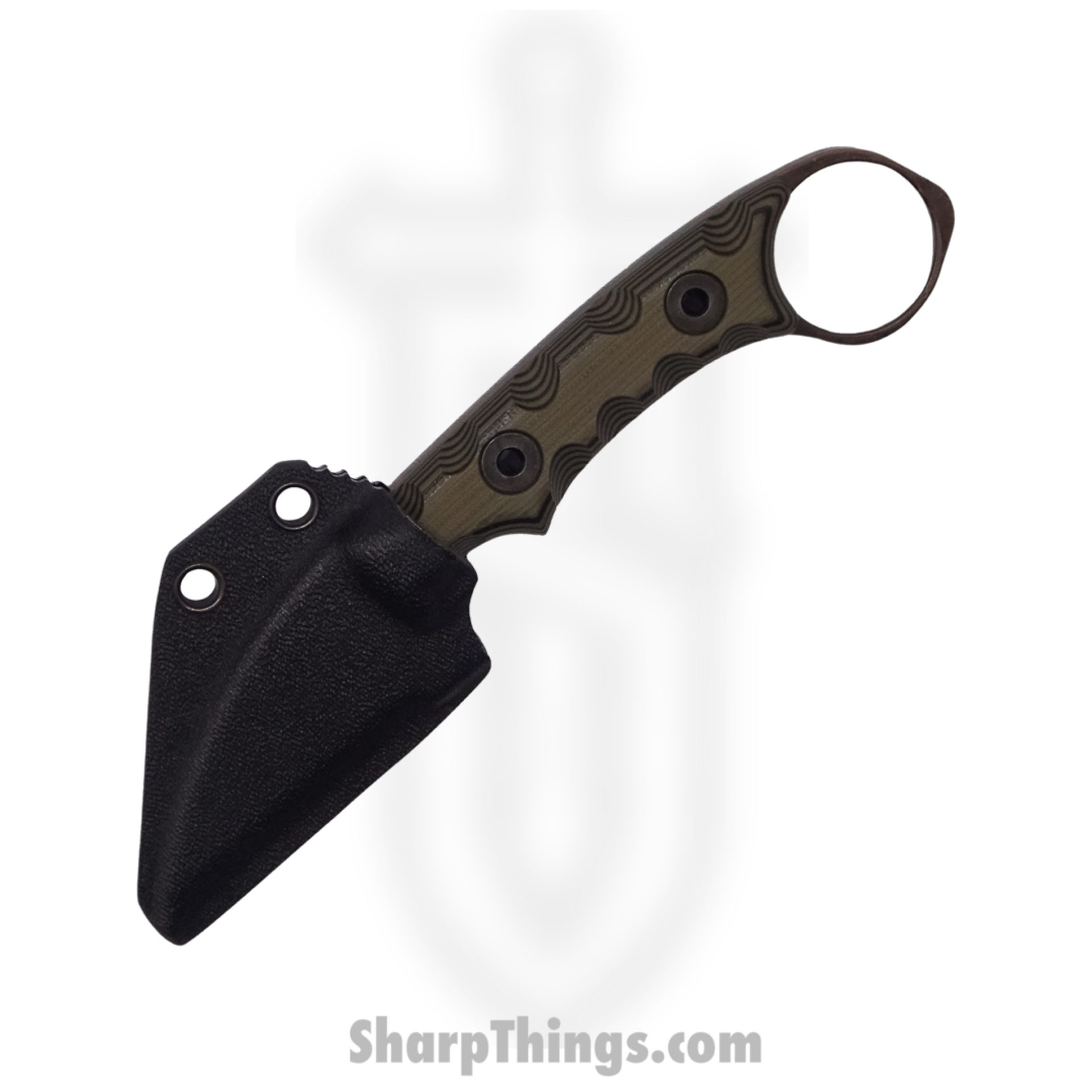 T.Kell Knives - NgtShdWWdlGG - Nightshade Wharncliffe - Fixed Blade Knife - 80CRV2 Nickle Boron Coated Wharncliffe - G10 - Woodland Grenade Grip - Image 3