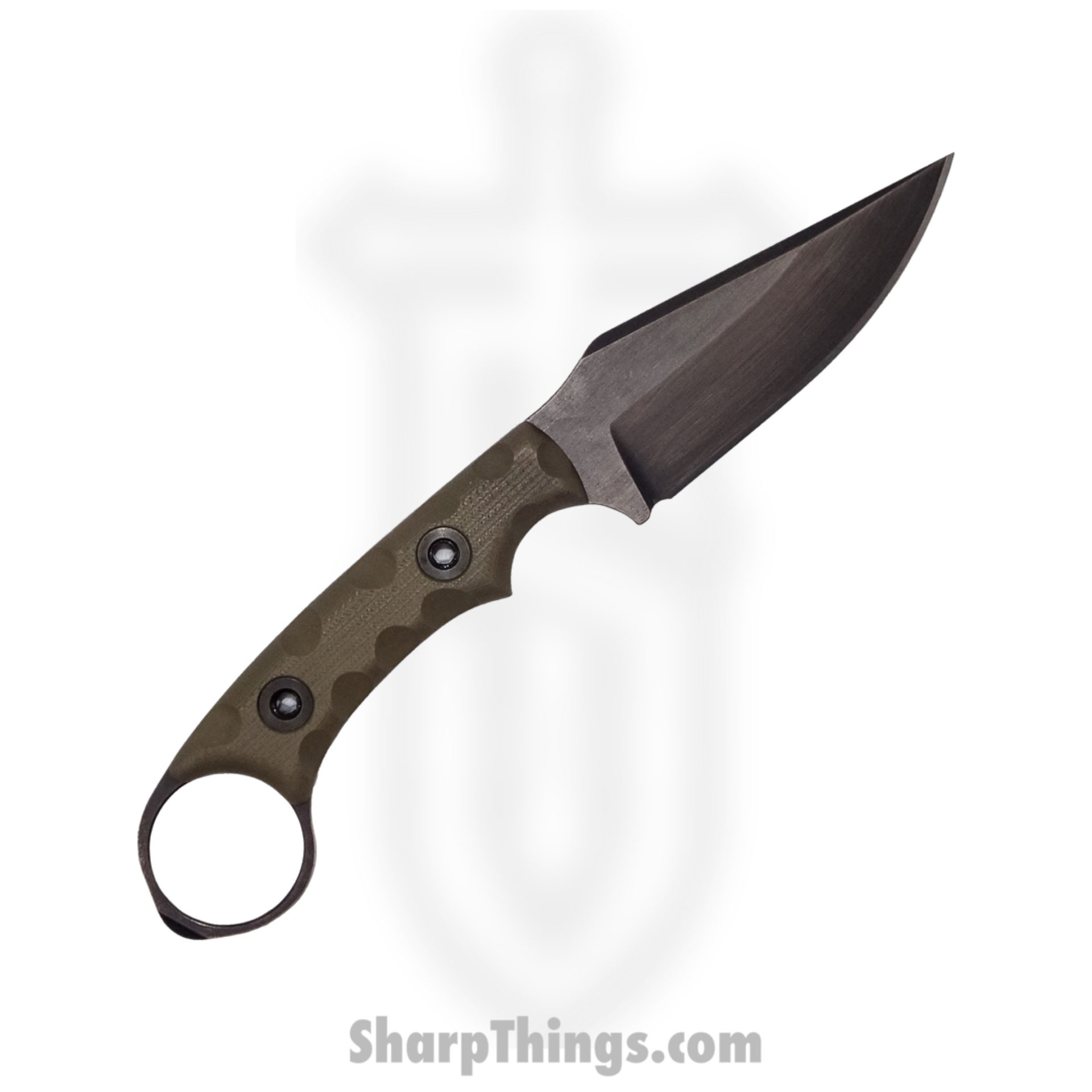 T.Kell Knives - NtStkCGODGG - Nightstalker CG - Fixed Blade Knife - 80CRV2 Nickle Boron Coated Clip Point - G10 - OD Green Grenade Grip - Image 4