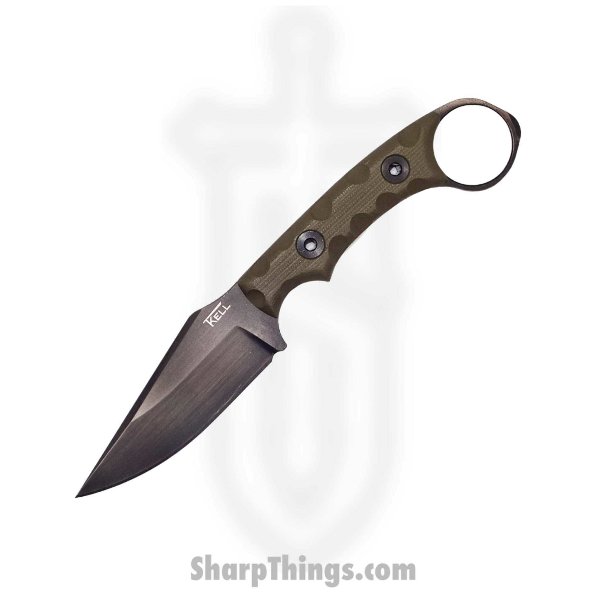 T.Kell Knives - NtStkCGODGG - Nightstalker CG - Fixed Blade Knife - 80CRV2 Nickle Boron Coated Clip Point - G10 - OD Green Grenade Grip