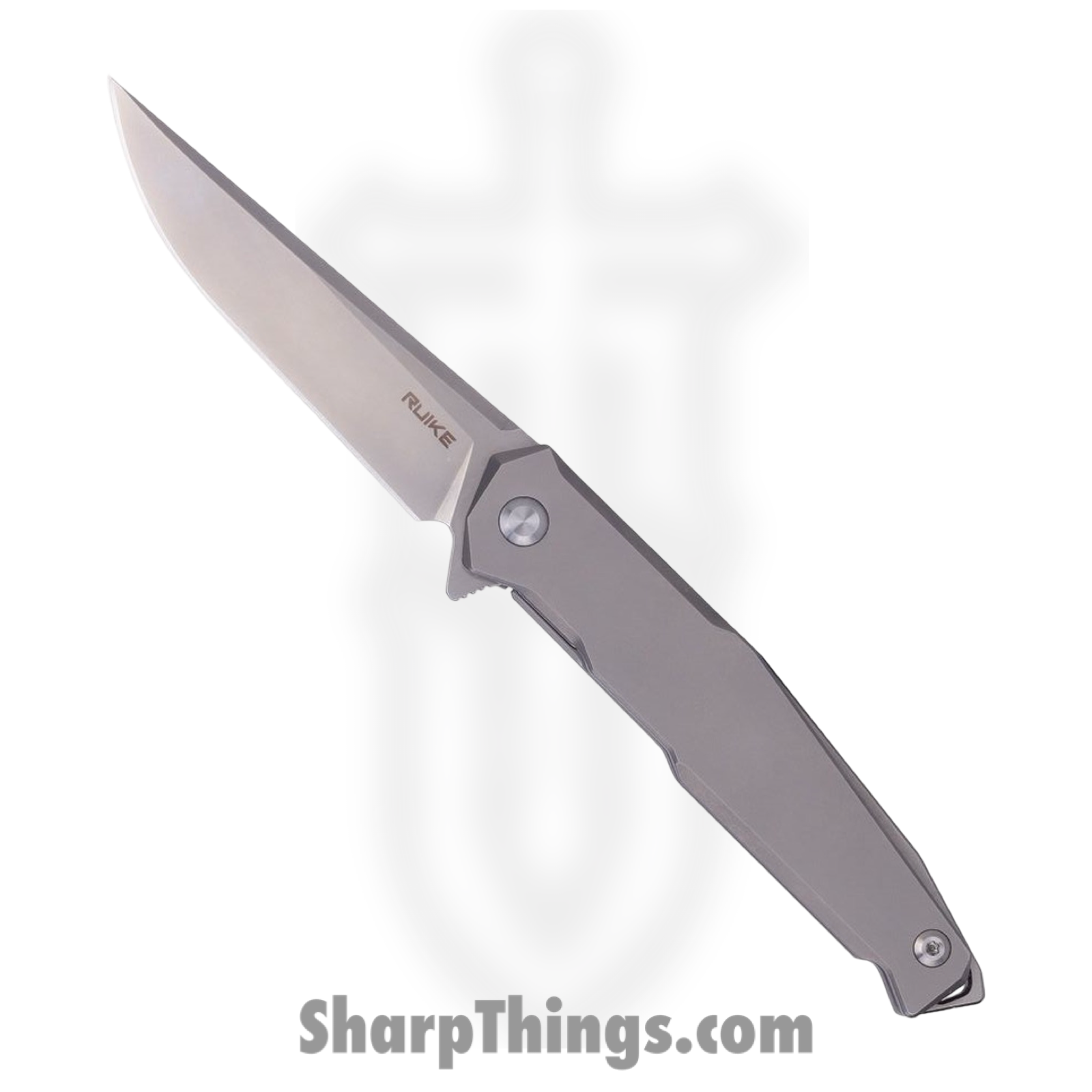 Ruike - RKEM108TZ - Framelock Beta Plus - Folding Knife - 154CM Blasted Clip Point - Titanium - Gray