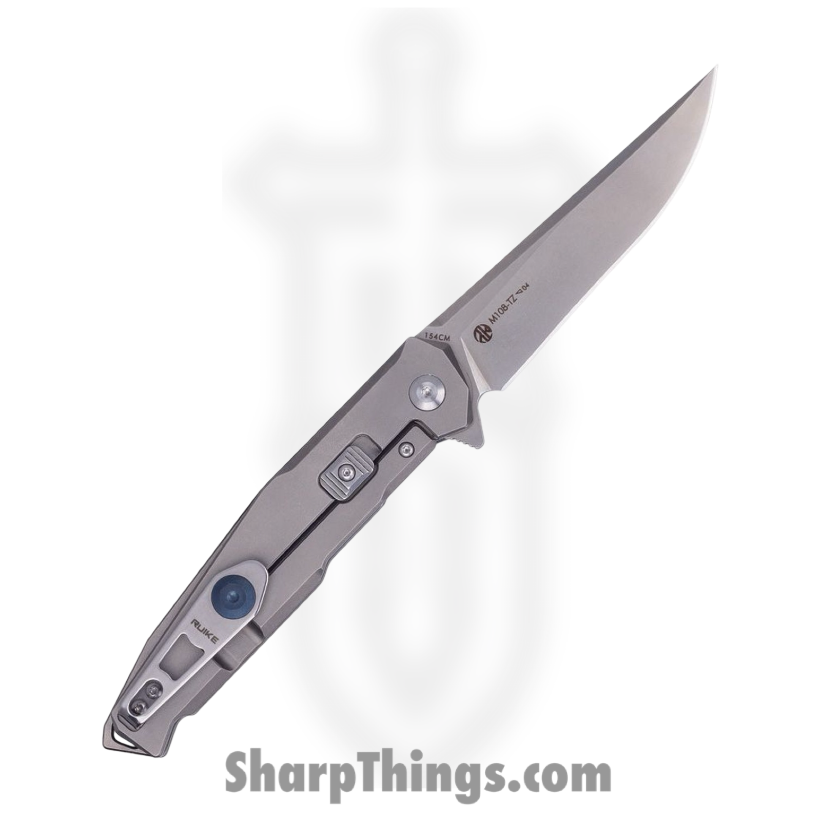 Ruike - RKEM108TZ - Framelock Beta Plus - Folding Knife - 154CM Blasted Clip Point - Titanium - Gray - Image 2