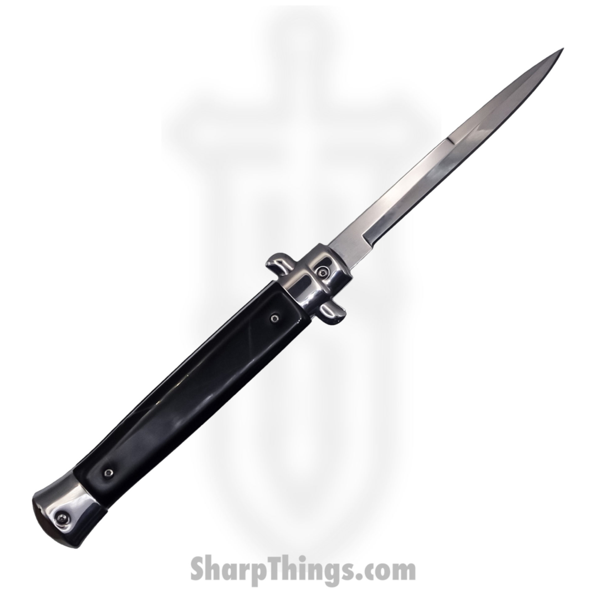 Steel River Knives - SBOTF11ITSH - Magnum – 11” Italian Stiletto OTF Automatic Knife – 440 Bayonet - Black Horn - Image 2