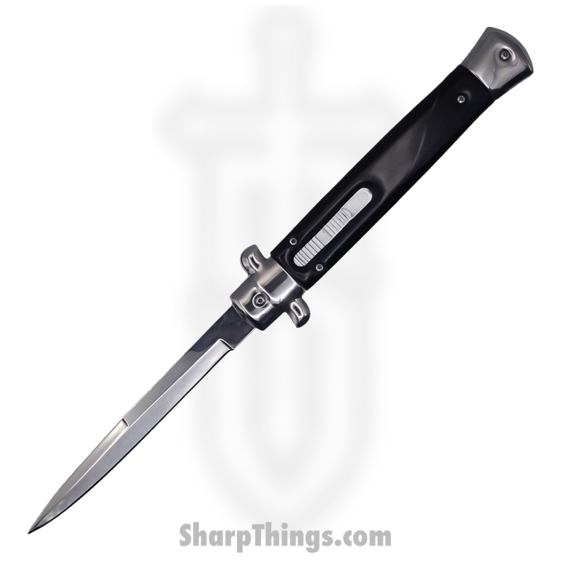 Steel River Knives - SBOTF11ITSH - Magnum – 11” Italian Stiletto OTF Automatic Knife – 440 Bayonet - Black Horn