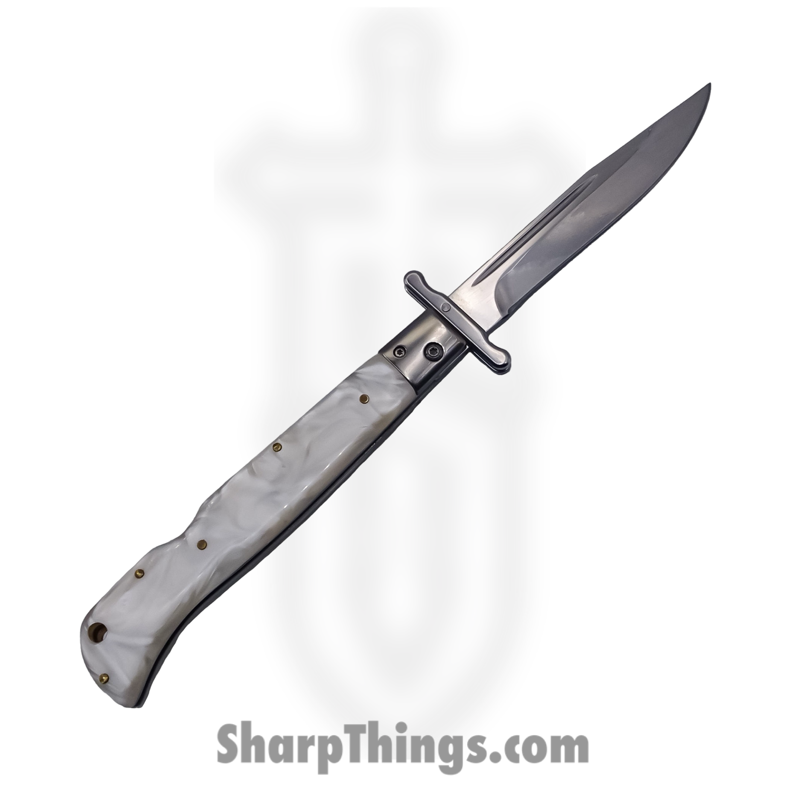 Steel River Knives - SBSG11CMOP - Magnum 11in Stiletto - Swinguard Lockback Auto - 440 Clip Point - MOP - Image 2