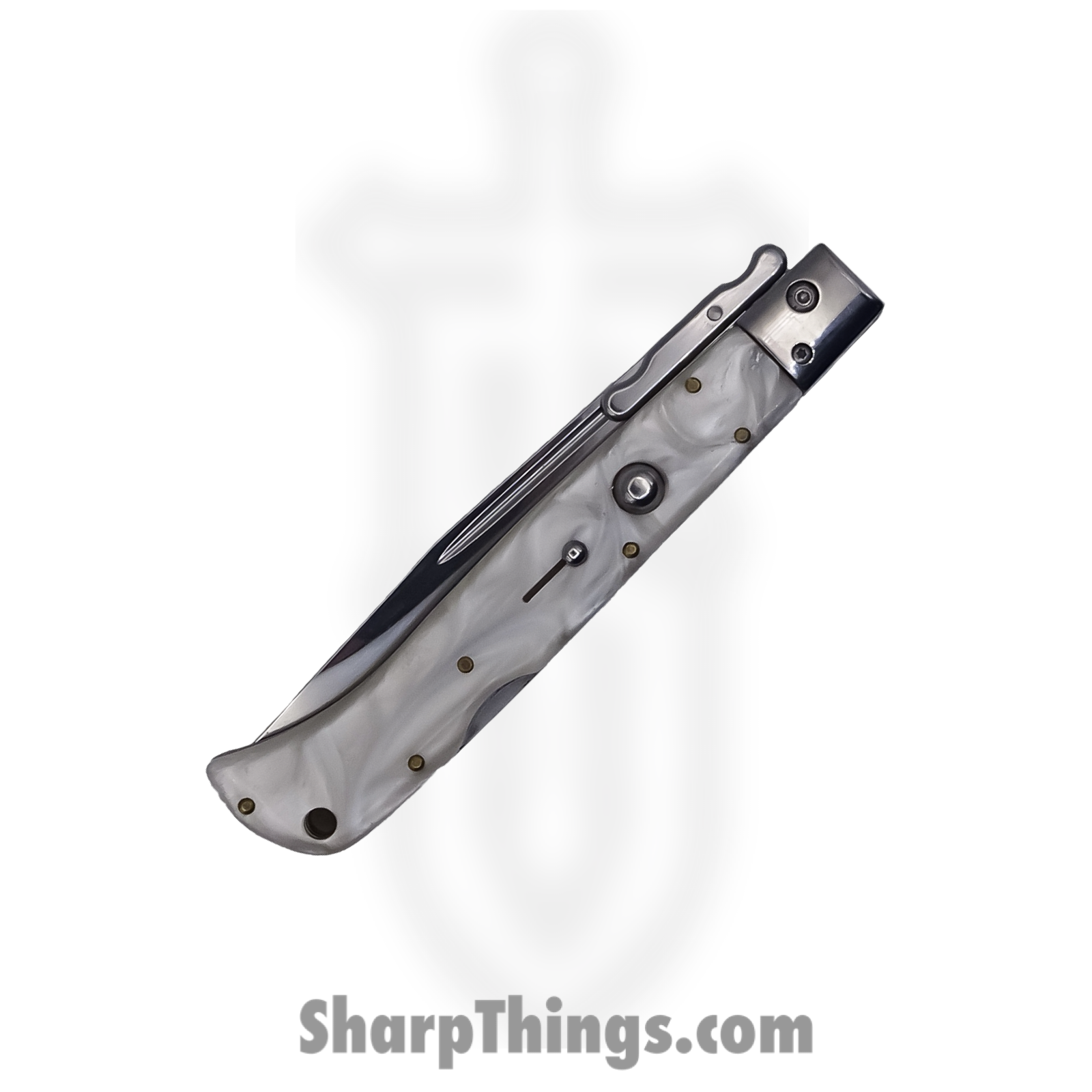 Steel River Knives - SBSG11CMOP - Magnum 11in Stiletto - Swinguard Lockback Auto - 440 Clip Point - MOP - Image 3