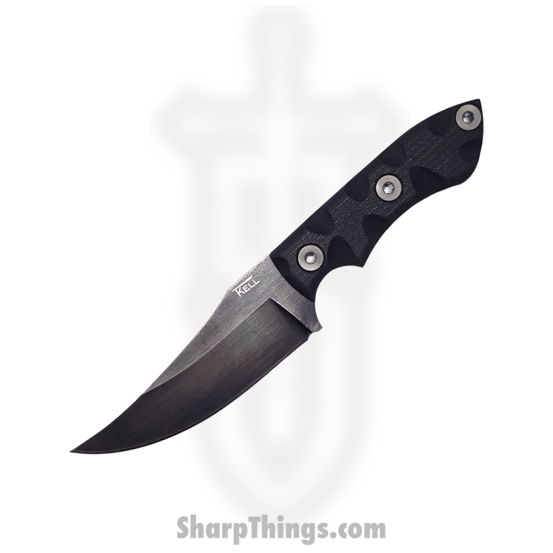 T.Kell Knives - WrtHgBlKGG - Warthog - Fixed Blade Knife - 80crv2 Nickle Boron Coated Trailing Point - G10 - Black Grenade Grip