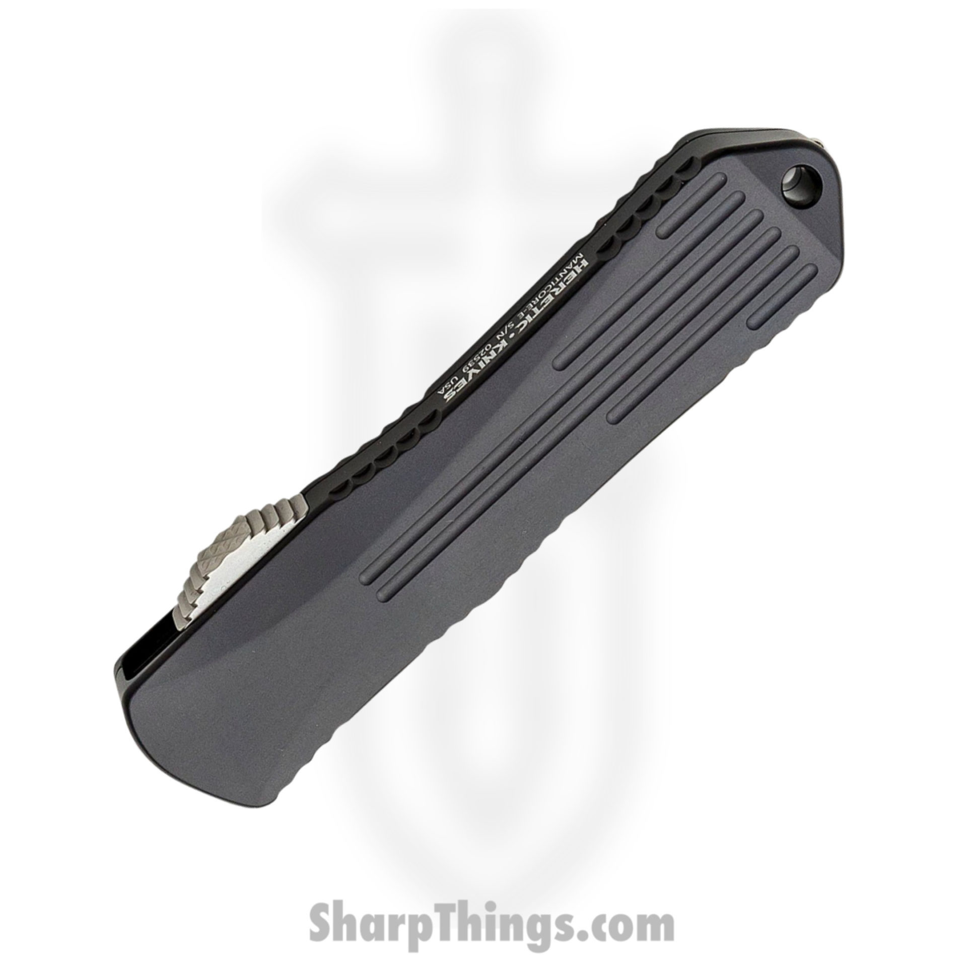 Heretic Knives - H029-2A - Manticore E - OTF Auto - Magnacut Stonewash Recurve - 6061-T6 Aluminum - Black - Image 4