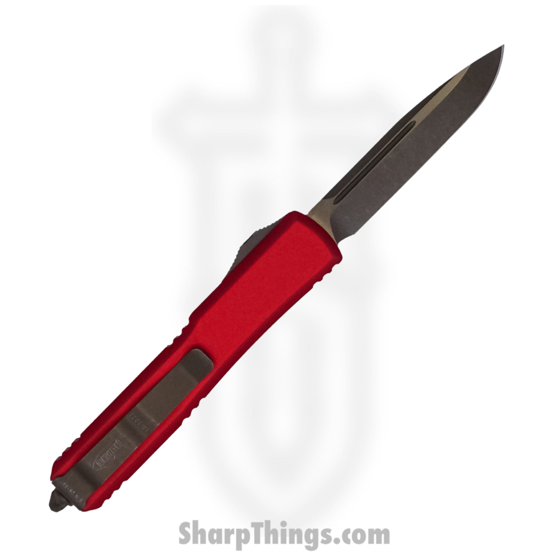 Microtech - 121-13APRD - Ultratech - OTF Auto - Elmax, M390, 204P Bronze Apocalyptic Drop Point - 6061-T6 Aluminum - Red - Image 2