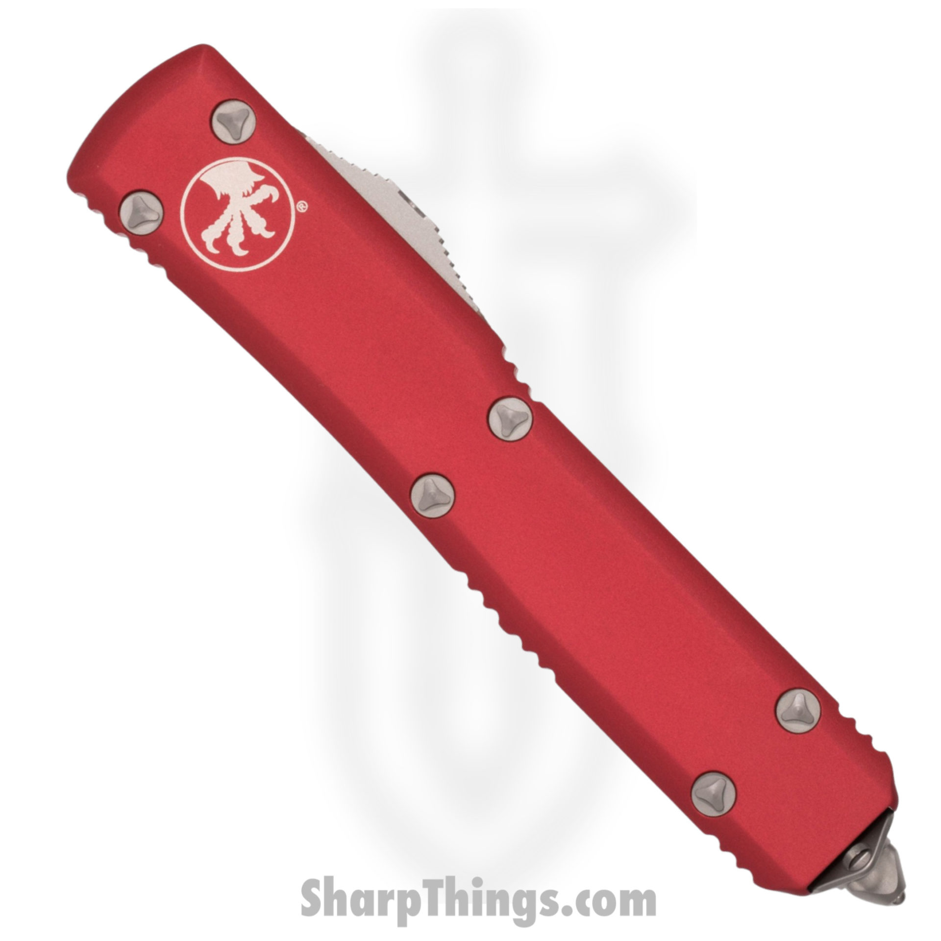 Microtech - 120-10RD - Ultratech - OTF Auto - Elmax, M390, 204P Stonewash Bayonet - 6061-T6 Aluminum - Red - Image 2