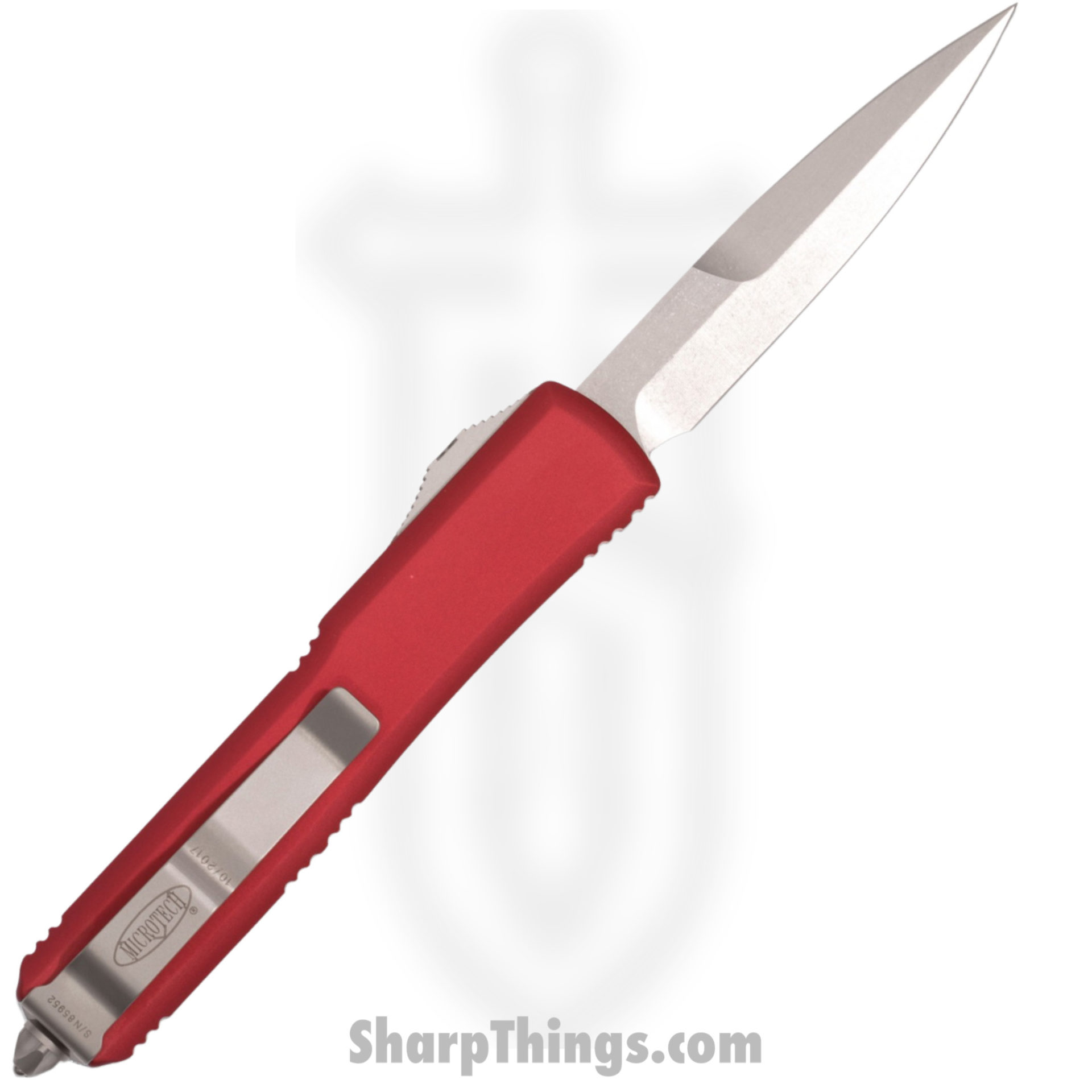Microtech - 120-10RD - Ultratech - OTF Auto - Elmax, M390, 204P Stonewash Bayonet - 6061-T6 Aluminum - Red - Image 4