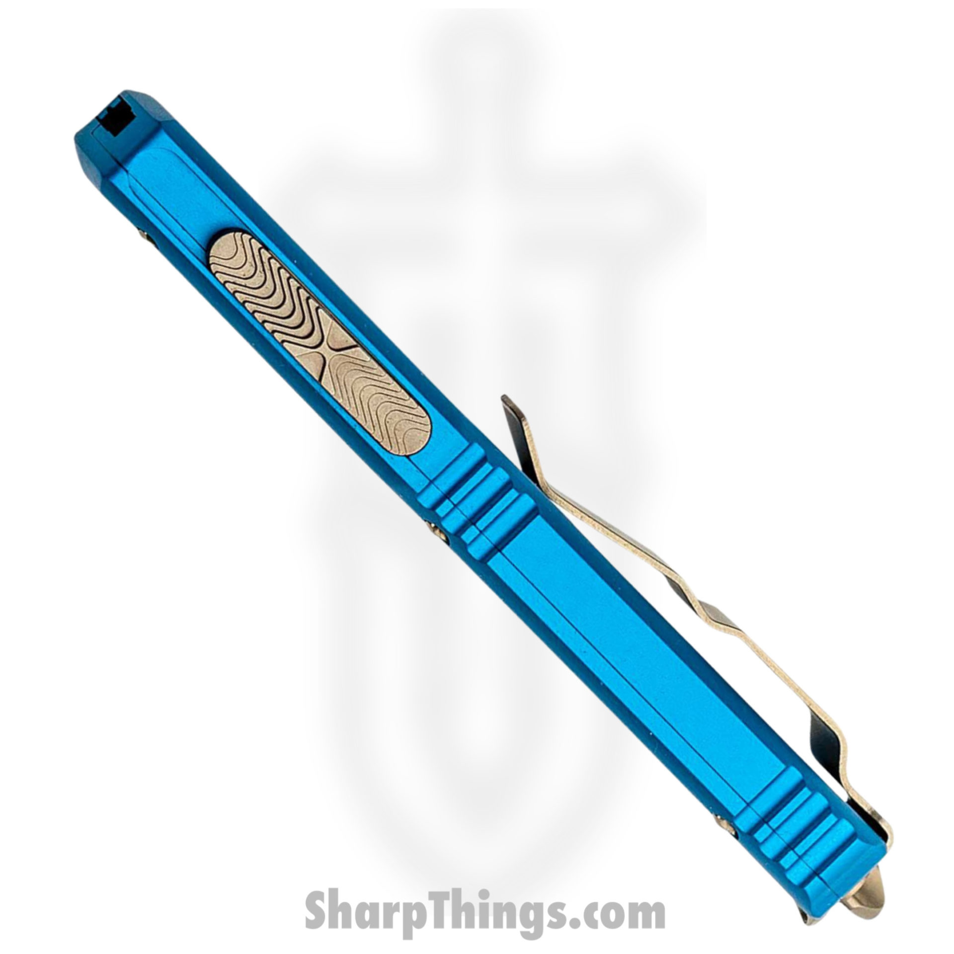 Microtech - 122-13BL - Ultratech - OTF Auto - Elmax, M390, 204P Bronze Dagger - 6061-T6 Aluminum - Blue - Image 4