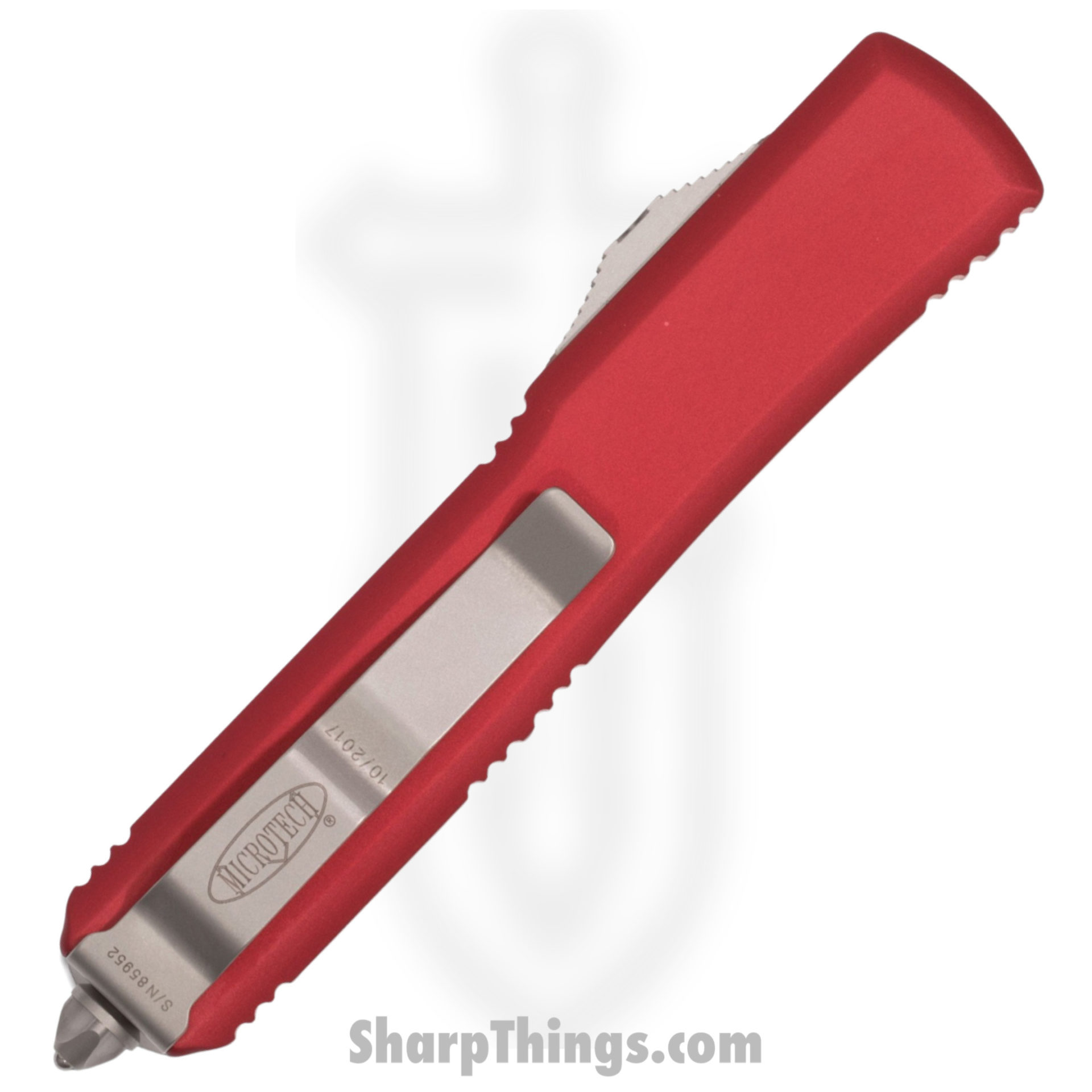 Microtech - 120-10RD - Ultratech - OTF Auto - Elmax, M390, 204P Stonewash Bayonet - 6061-T6 Aluminum - Red - Image 3