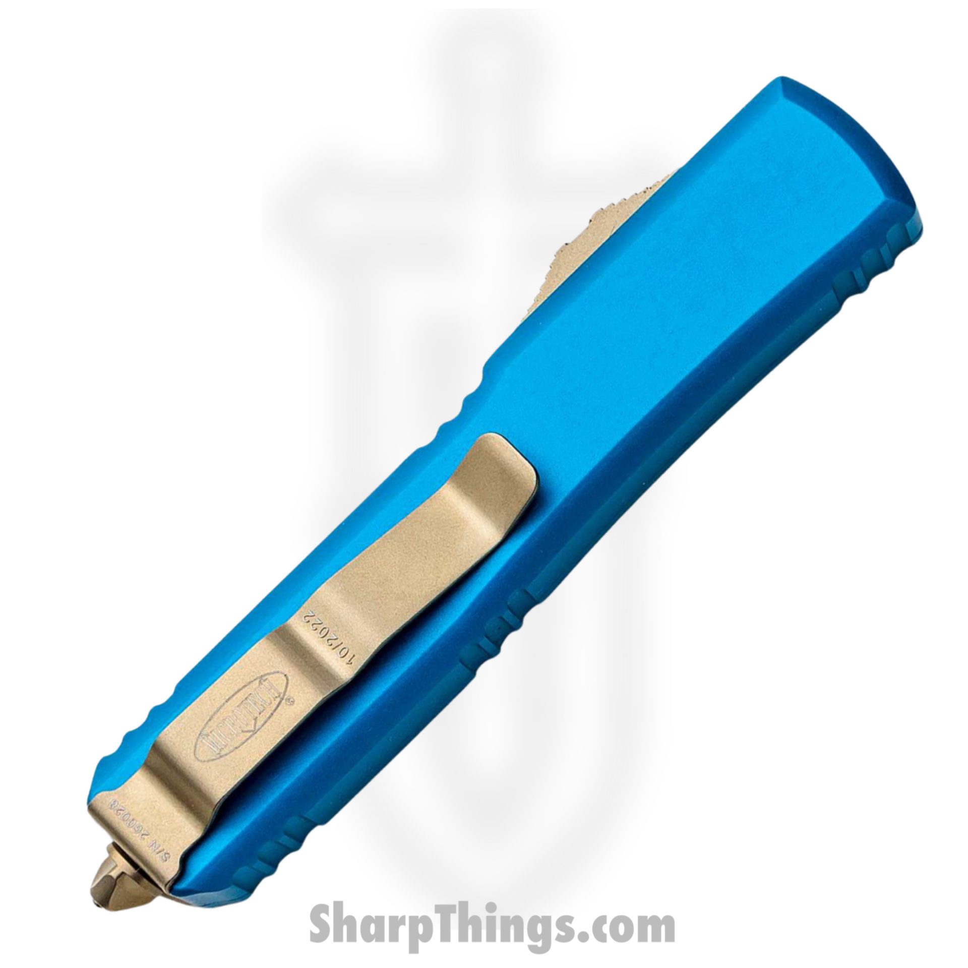 Microtech - 122-13BL - Ultratech - OTF Auto - Elmax, M390, 204P Bronze Dagger - 6061-T6 Aluminum - Blue - Image 3