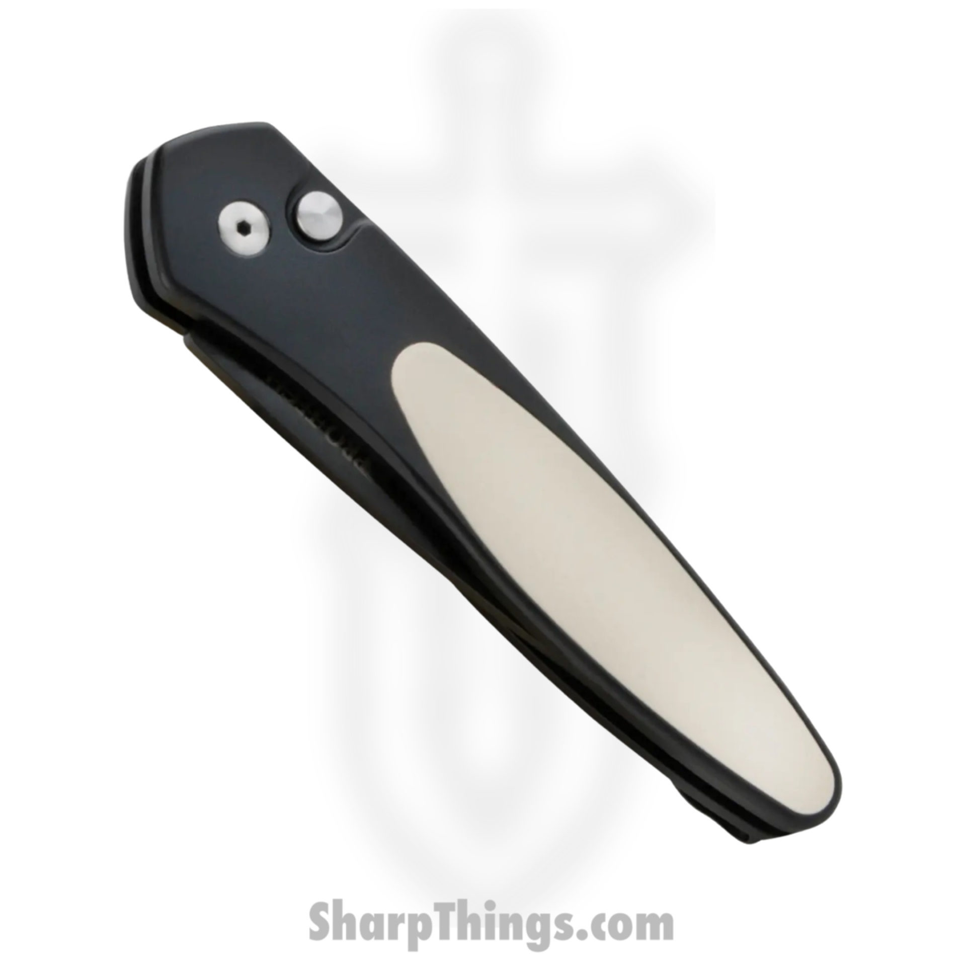 ProTech - 3452 - Newport - Automatic Knife - S35VN Coated Spear Point - Aluminum/Micarta Inlay - Black/White - Image 2