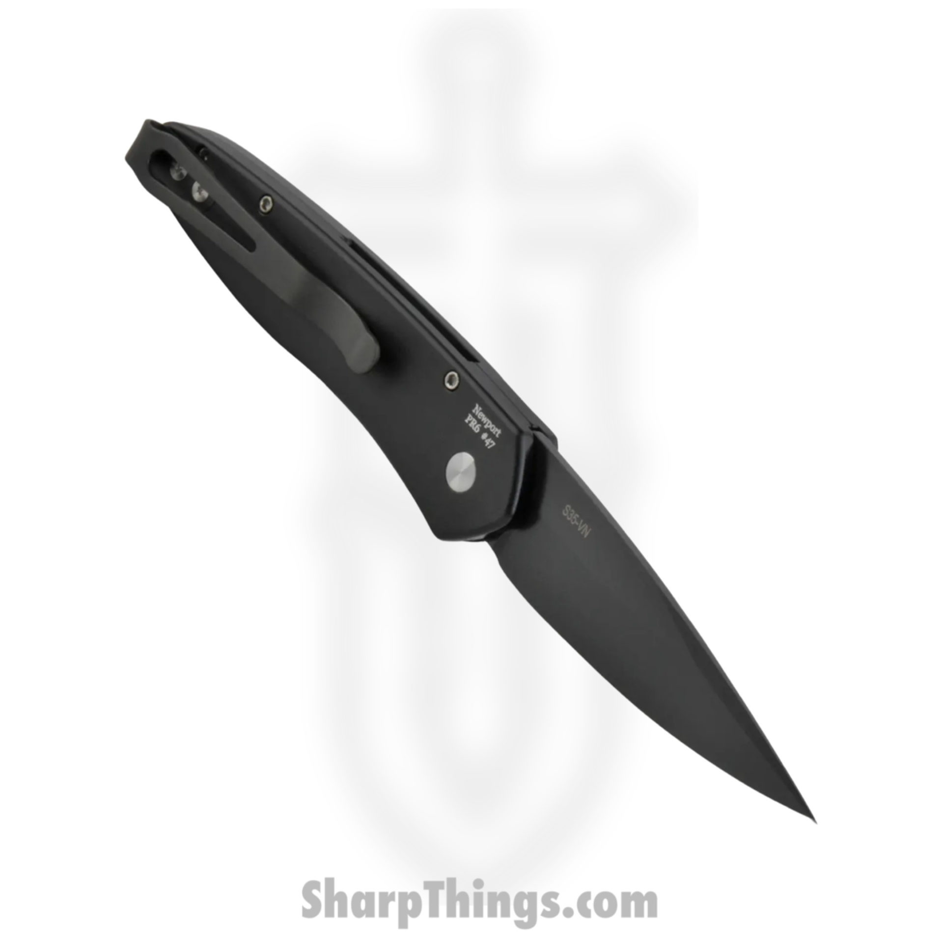 ProTech - 3452 - Newport - Automatic Knife - S35VN Coated Spear Point - Aluminum/Micarta Inlay - Black/White - Image 4