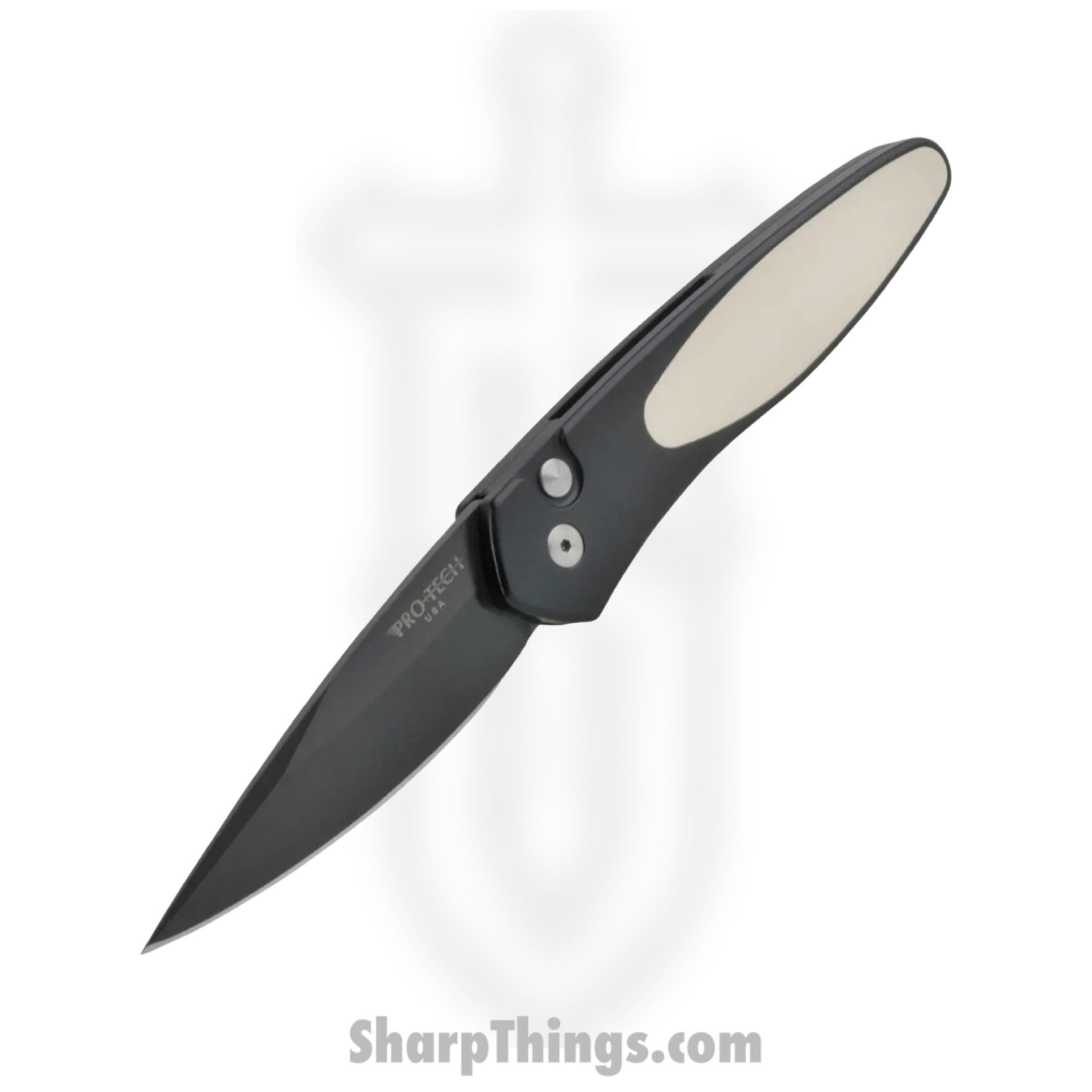 ProTech - 3452 - Newport - Automatic Knife - S35VN Coated Spear Point - Aluminum/Micarta Inlay - Black/White