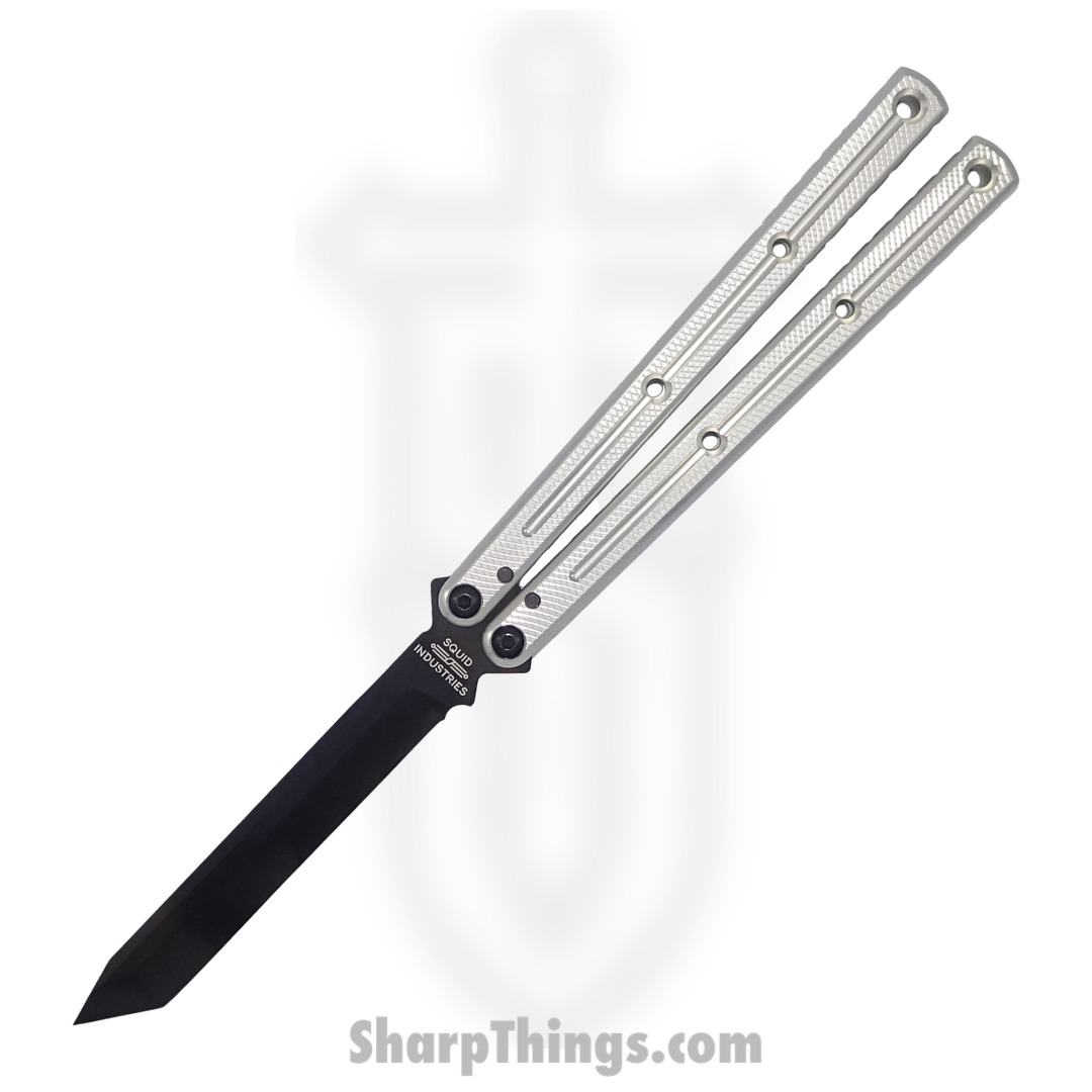 Squid Industries - Krake Raken V2.5 - Balisong Knife - Inked Tanto - Silver - Image 3
