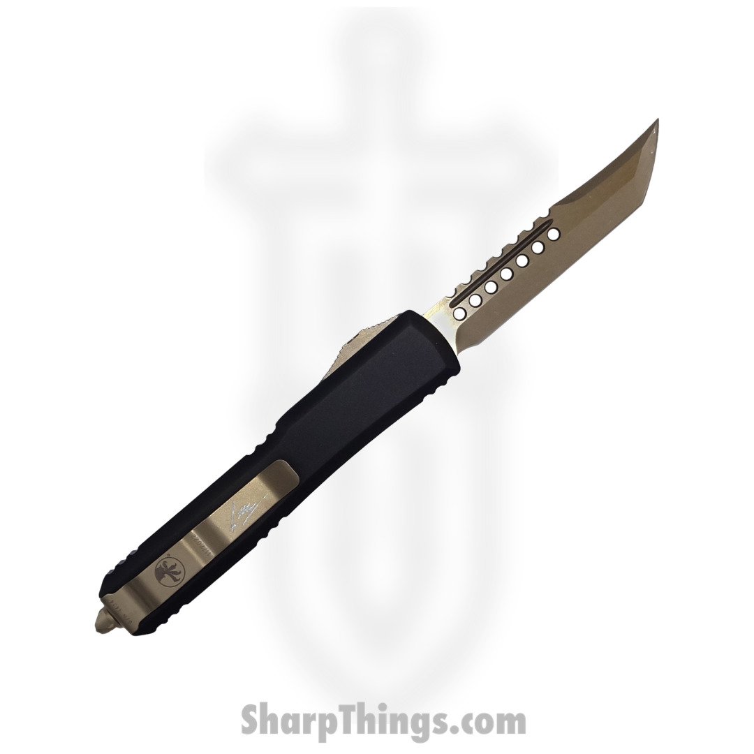 Microtech - 119-13S - Ultratech Hellhound Signature Series - OTF Auto - Elmax, M390, 204P Bronze Tanto - 6061-T6 Aluminum - Black - Image 2