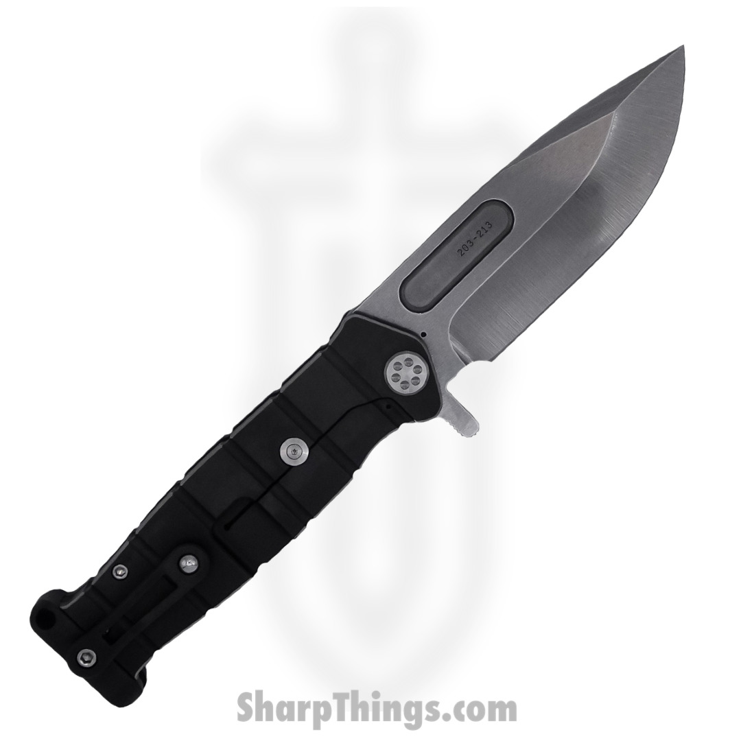 Medford Knife - MK204MTQ-30PV-T3C3-P3 - USMC Fighter Flipper Knife - MagnaCut Tumbled PVD with Silver Pin Handles - Black