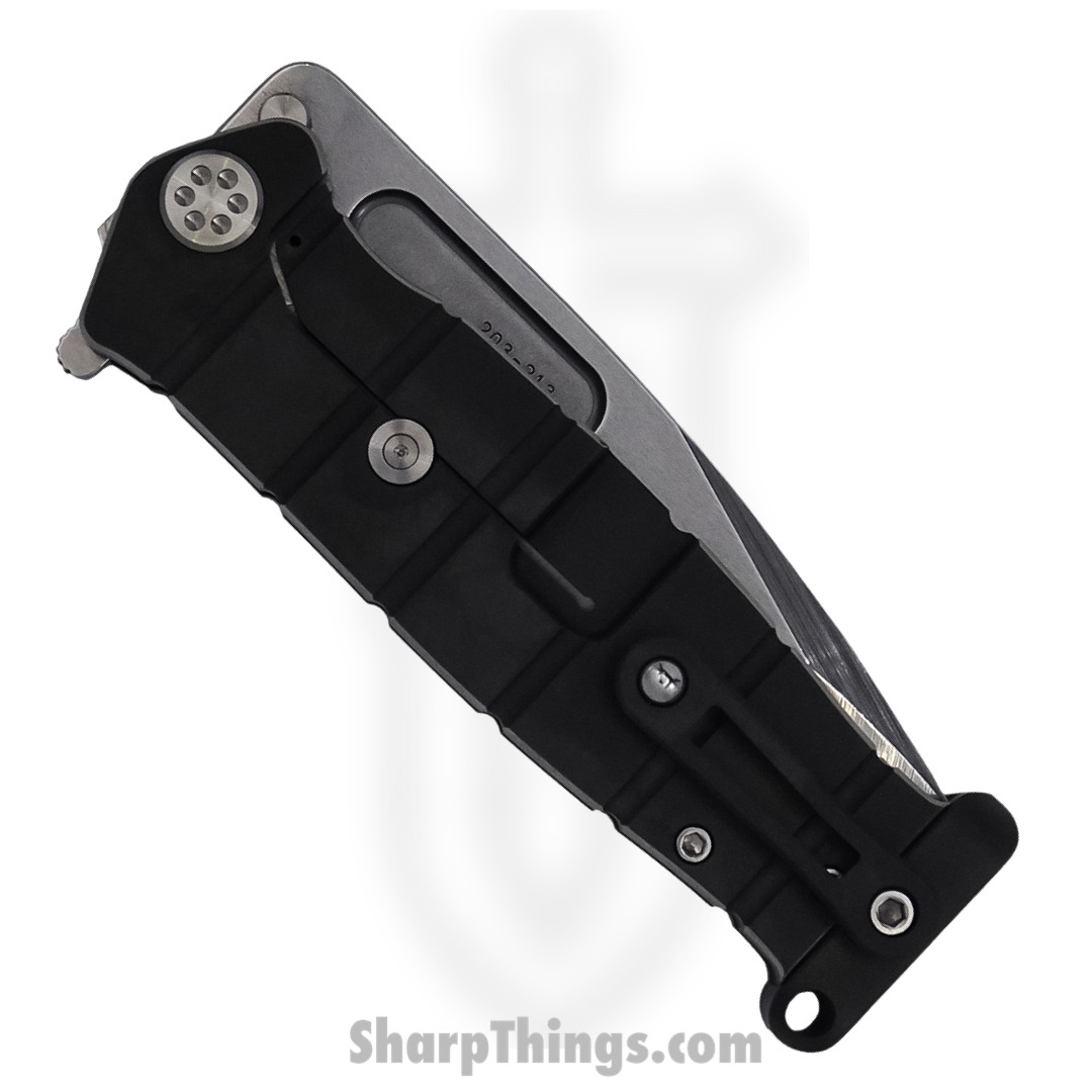 Medford Knife - MK204MTQ-30PV-T3C3-P3 - USMC Fighter Flipper Knife - MagnaCut Tumbled PVD with Silver Pin Handles - Black - Image 2