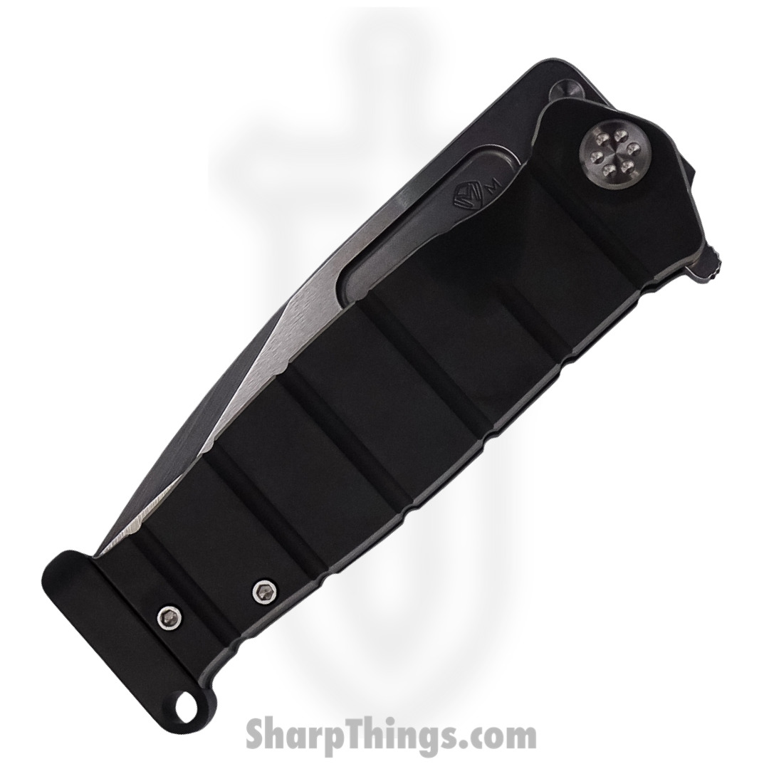 Medford Knife - MK204MTQ-30PV-T3C3-P3 - USMC Fighter Flipper Knife - MagnaCut Tumbled PVD with Silver Pin Handles - Black - Image 3