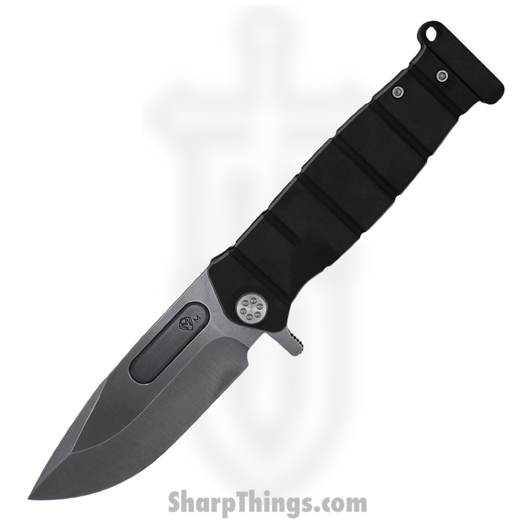 Medford Knife - MK204MTQ-30PV-T3C3-P3 - USMC Fighter Flipper Knife - MagnaCut Tumbled PVD with Silver Pin Handles - Black - Image 4