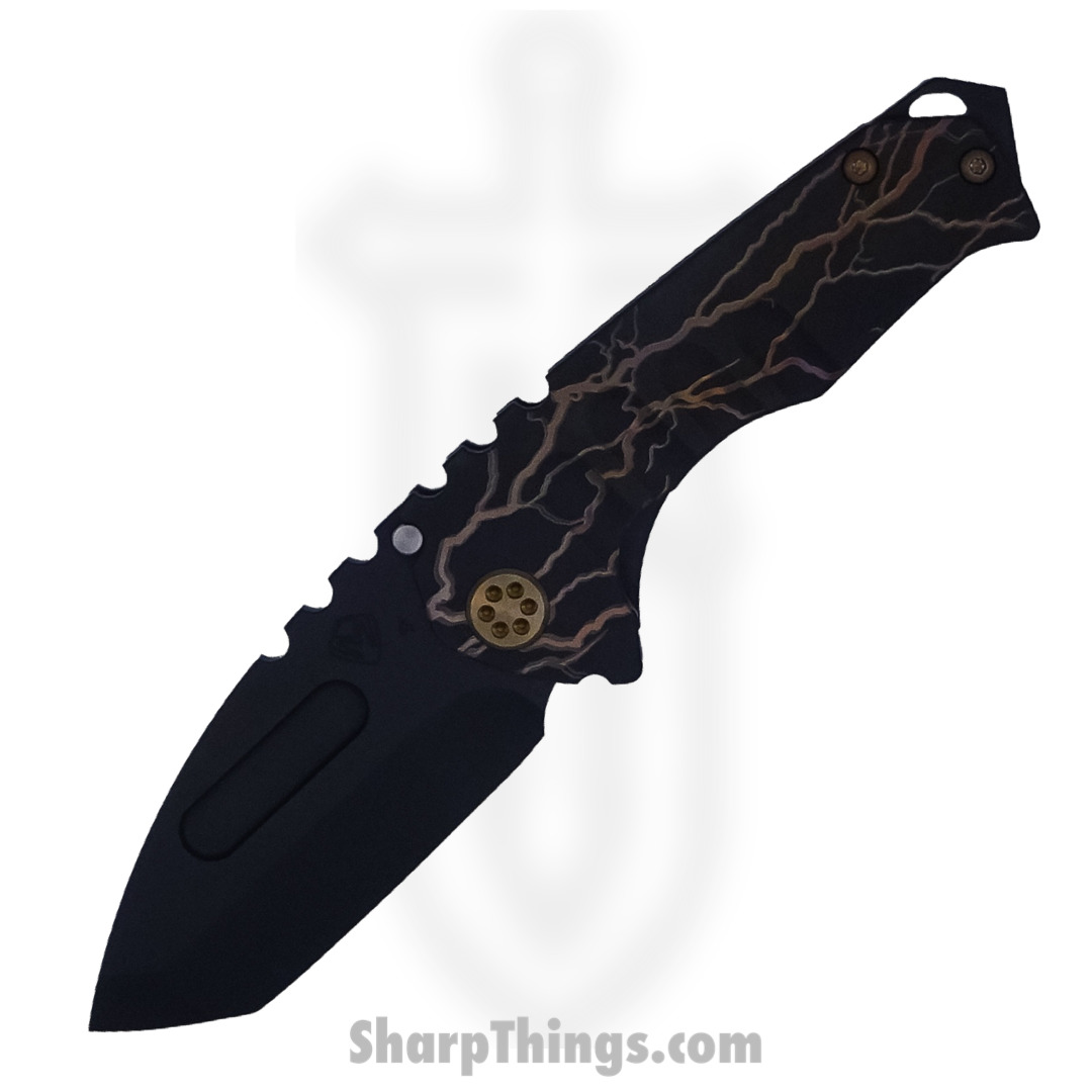 Medford Knife - MK0294PT-30PV-T1C1-BP - Genesis "T" Tanto Edge Folder - S45VN PVD - Bronze Lightning Bolt - Image 4