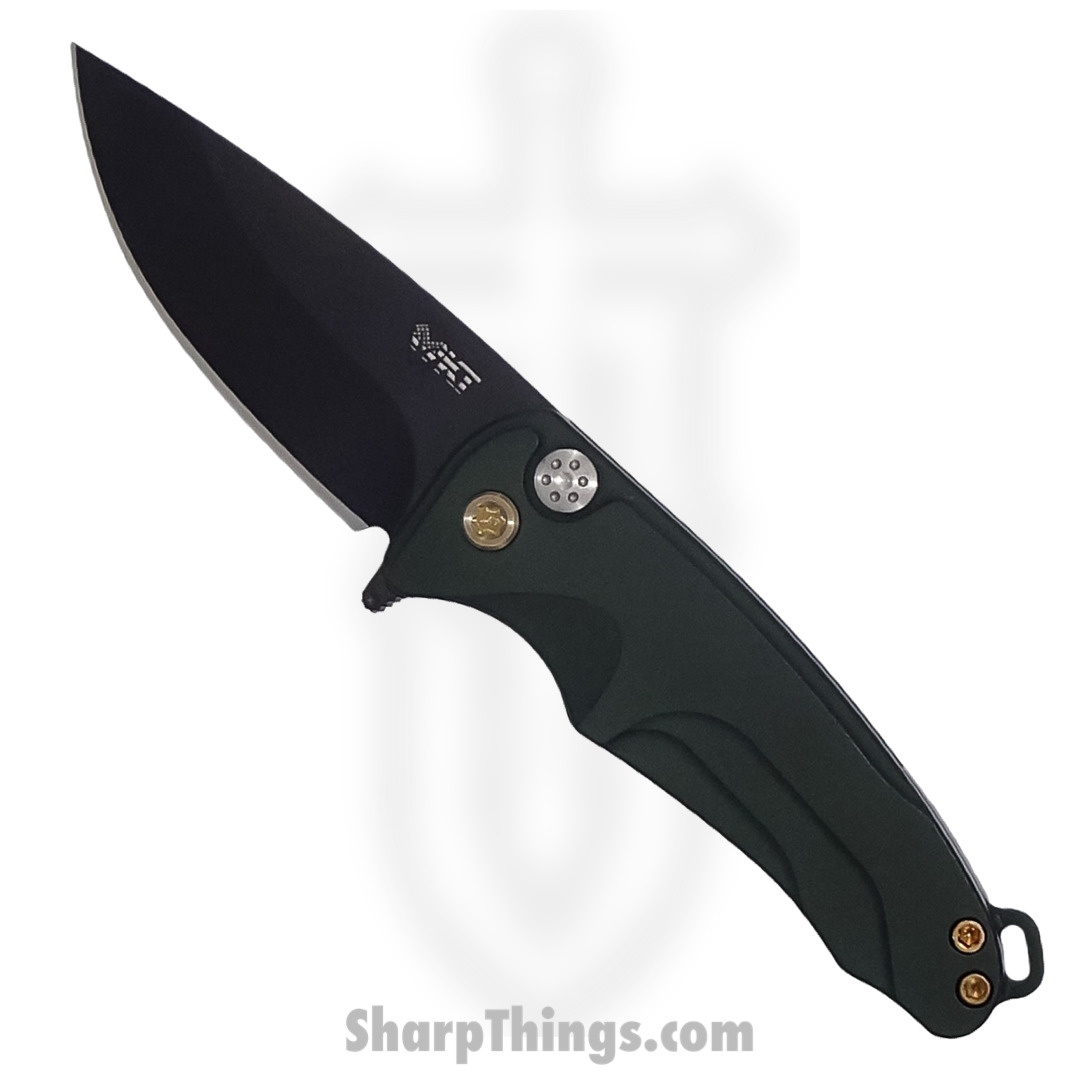 Medford Knife - MK0394PO-40AG-T1C1-Q4 - Smooth Criminal Button Lock Folder - S45VN PVD - Hunter Green - Image 4