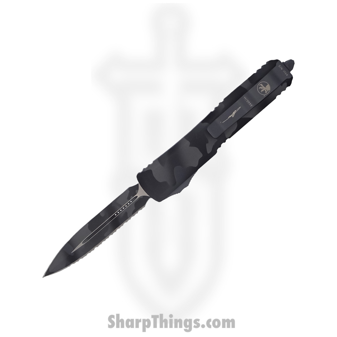 Microtech - 122-3UCS - Ultratech Signature Series - OTF Auto - Elmax, M390, 204P Coated Dagger - 6061-T6 Aluminum - Urban Camo - Image 3