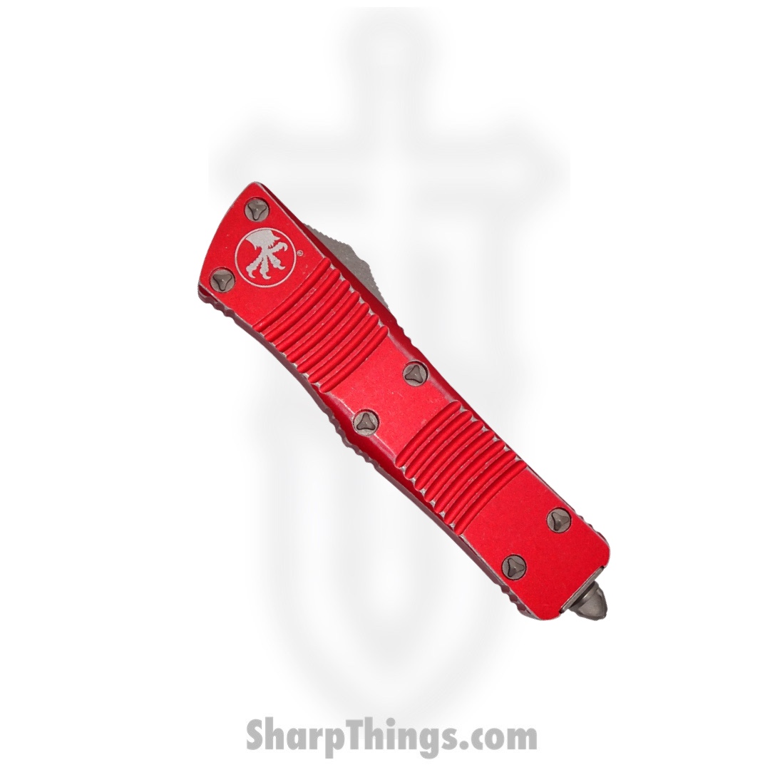 Microtech - 138-10DRD - Troodon - OTF Auto - Elmax, M390, 204P Apocalyptic Dagger - 6061-T6 Aluminum - Distressed Red - Image 4