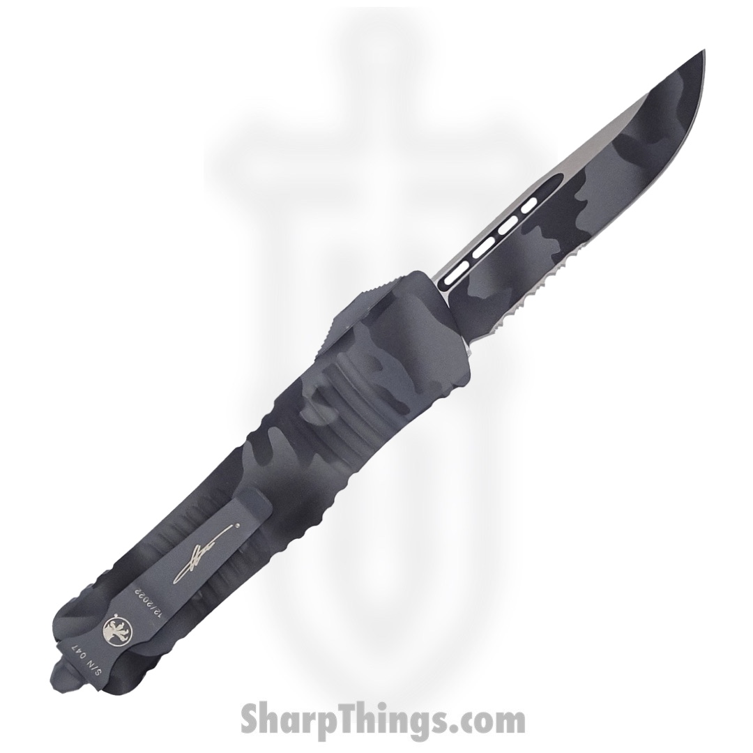 Microtech - 143-2UCS - Combat Troodon - OTF Auto - Elmax, M390, 204P Coated Drop Point - 6061-T6 Aluminum - Urban Camo - Image 2