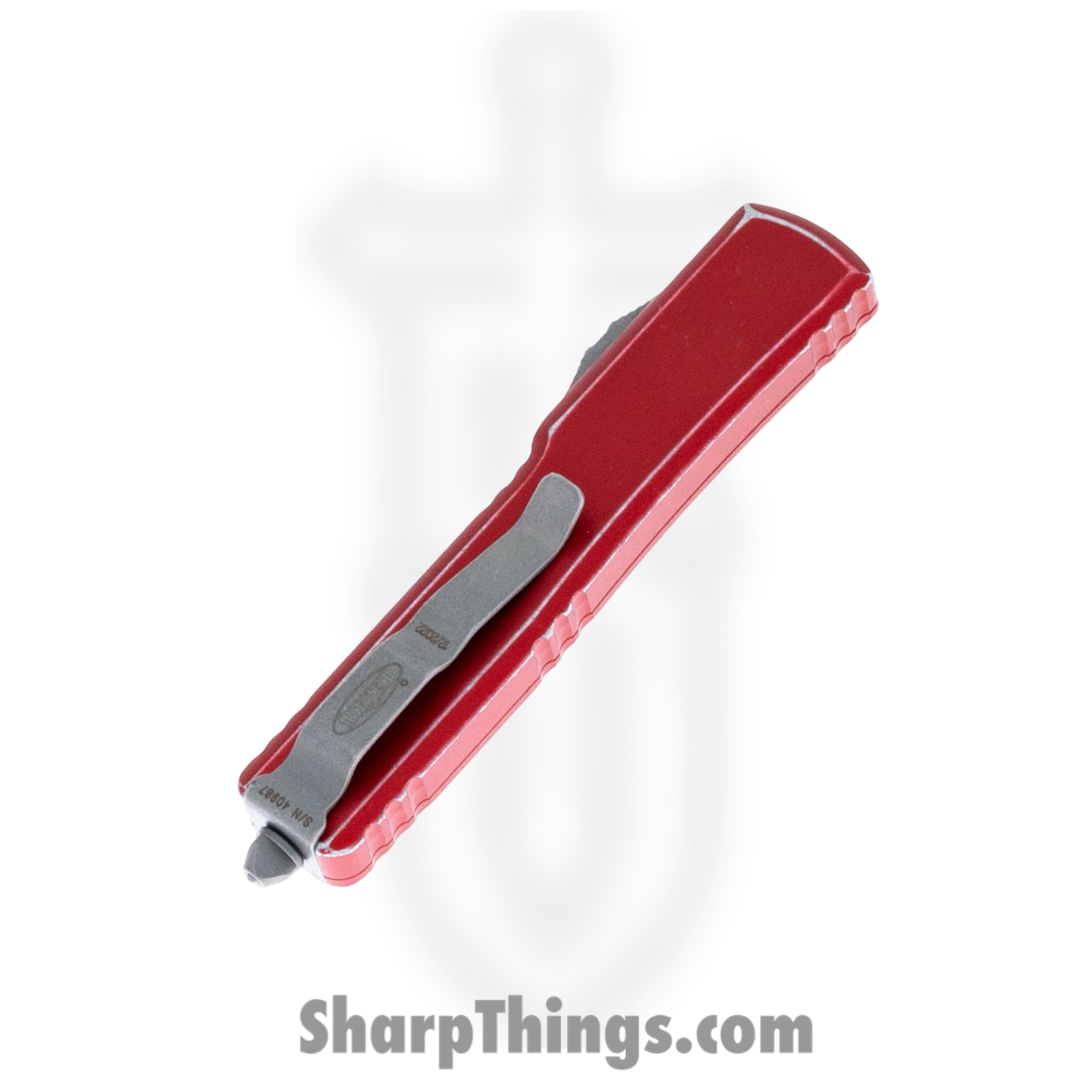Microtech - 147-10DRD - UTX-70 - OTF Auto - Elmax, M390, 204P Stonewash Dagger - 6061-T6 Aluminum - Distressed Red - Image 4