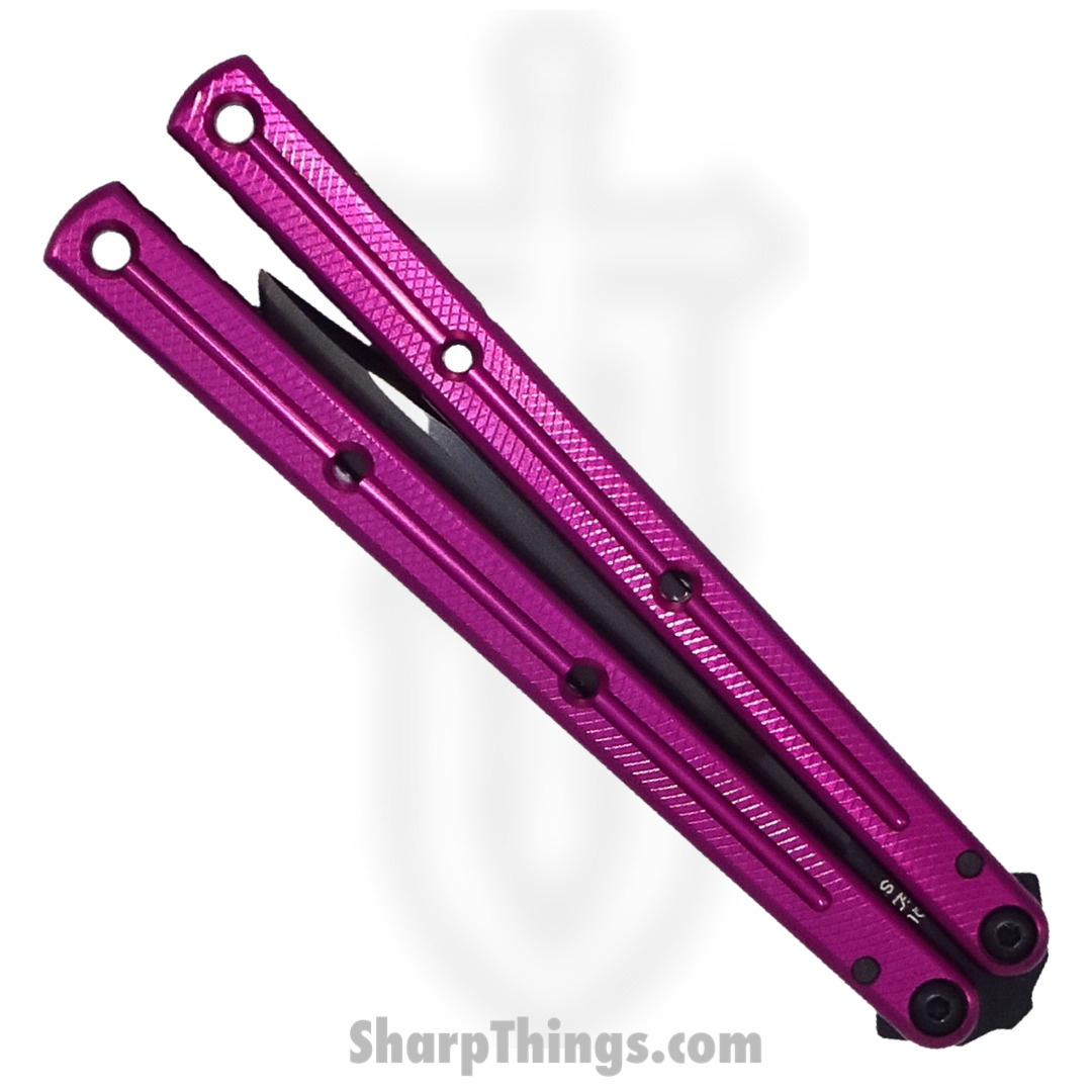 Squid Industries - Krake Raken V2.5 - Balisong Knife - Inked Bowie - Purple - Image 2