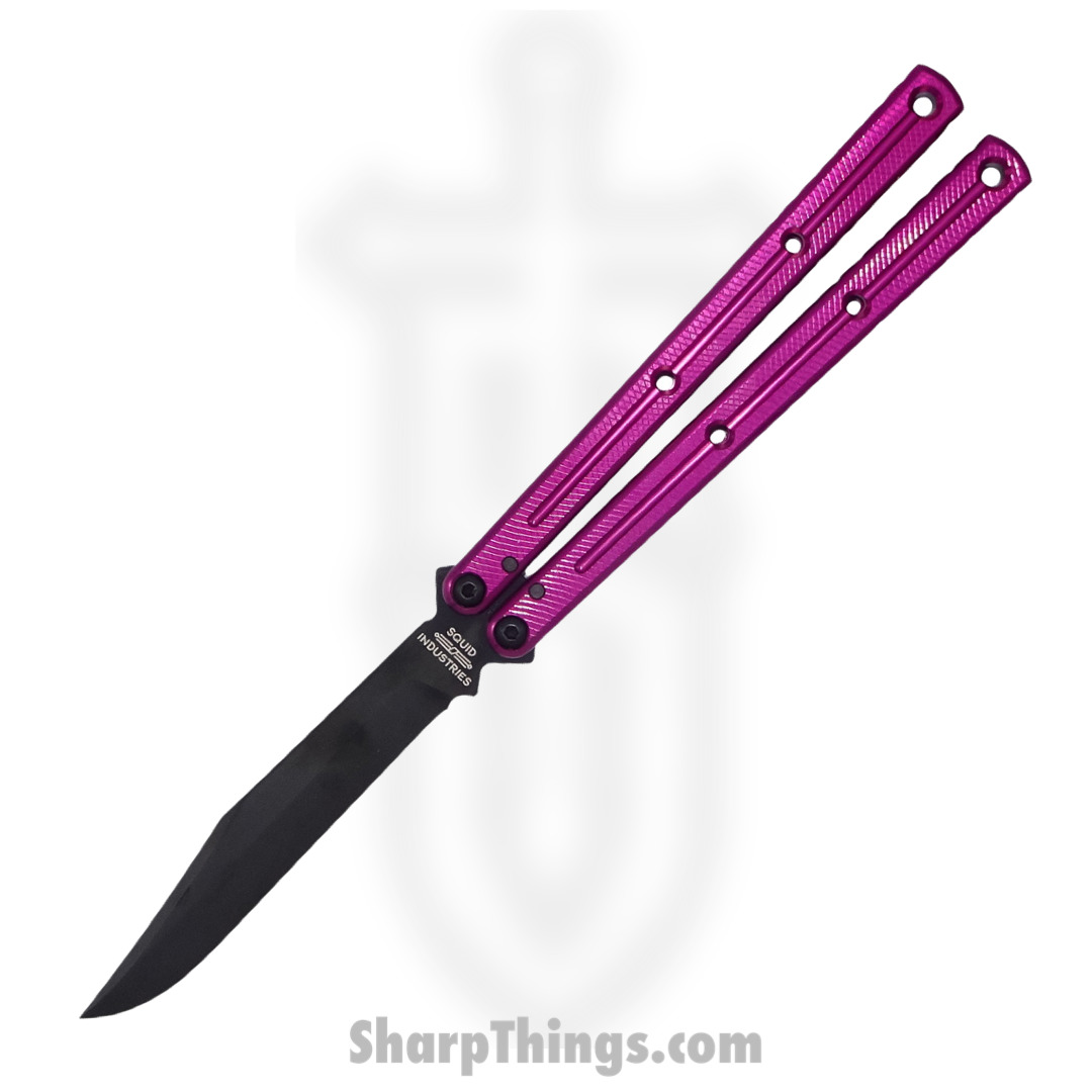 Squid Industries - Krake Raken V2.5 - Balisong Knife - Inked Bowie - Purple - Image 3