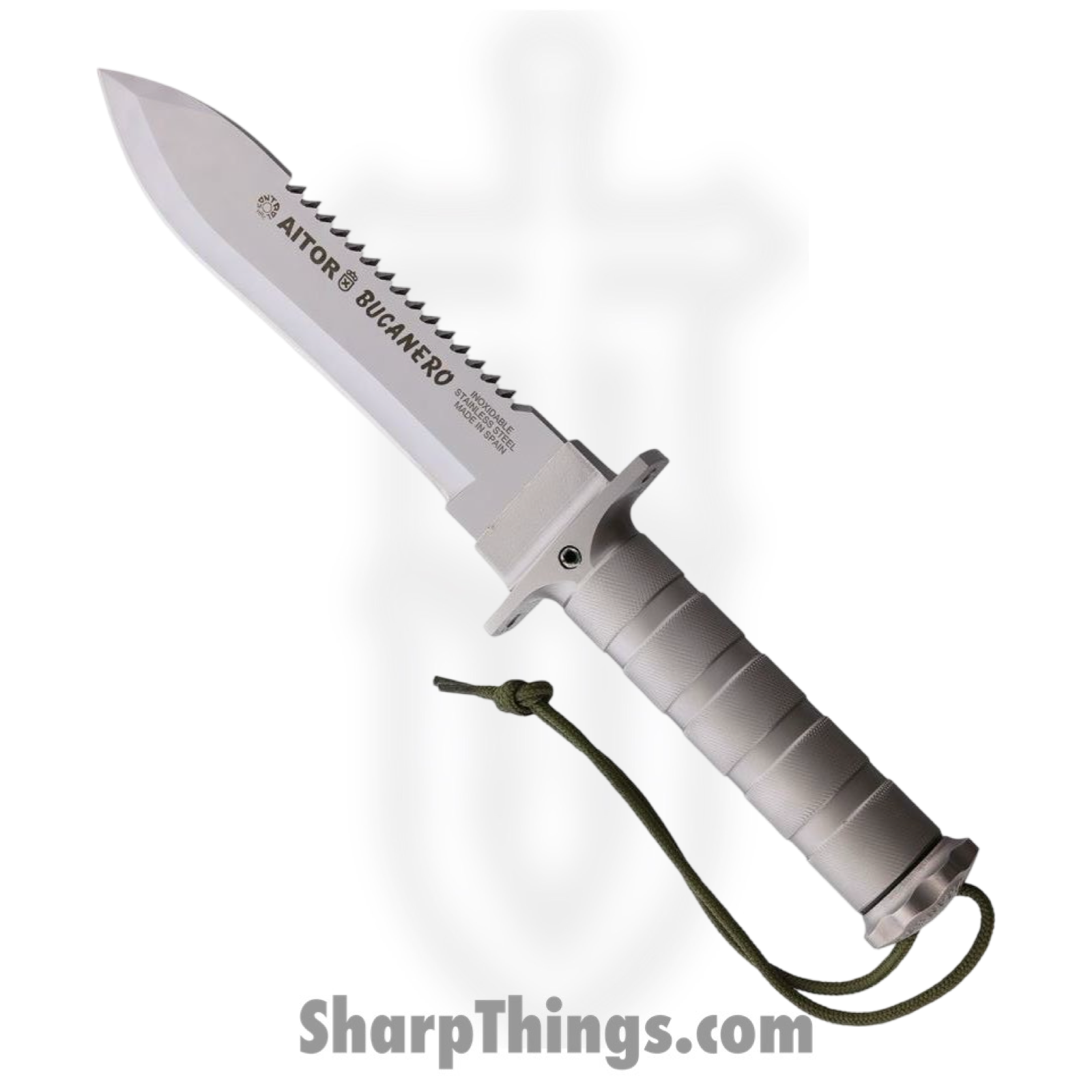 AITOR - AI16201W - Bucanero Fixed Blade Sawback Knife - Bead Blast Stainless Steel - Hollow Aluminum Handle