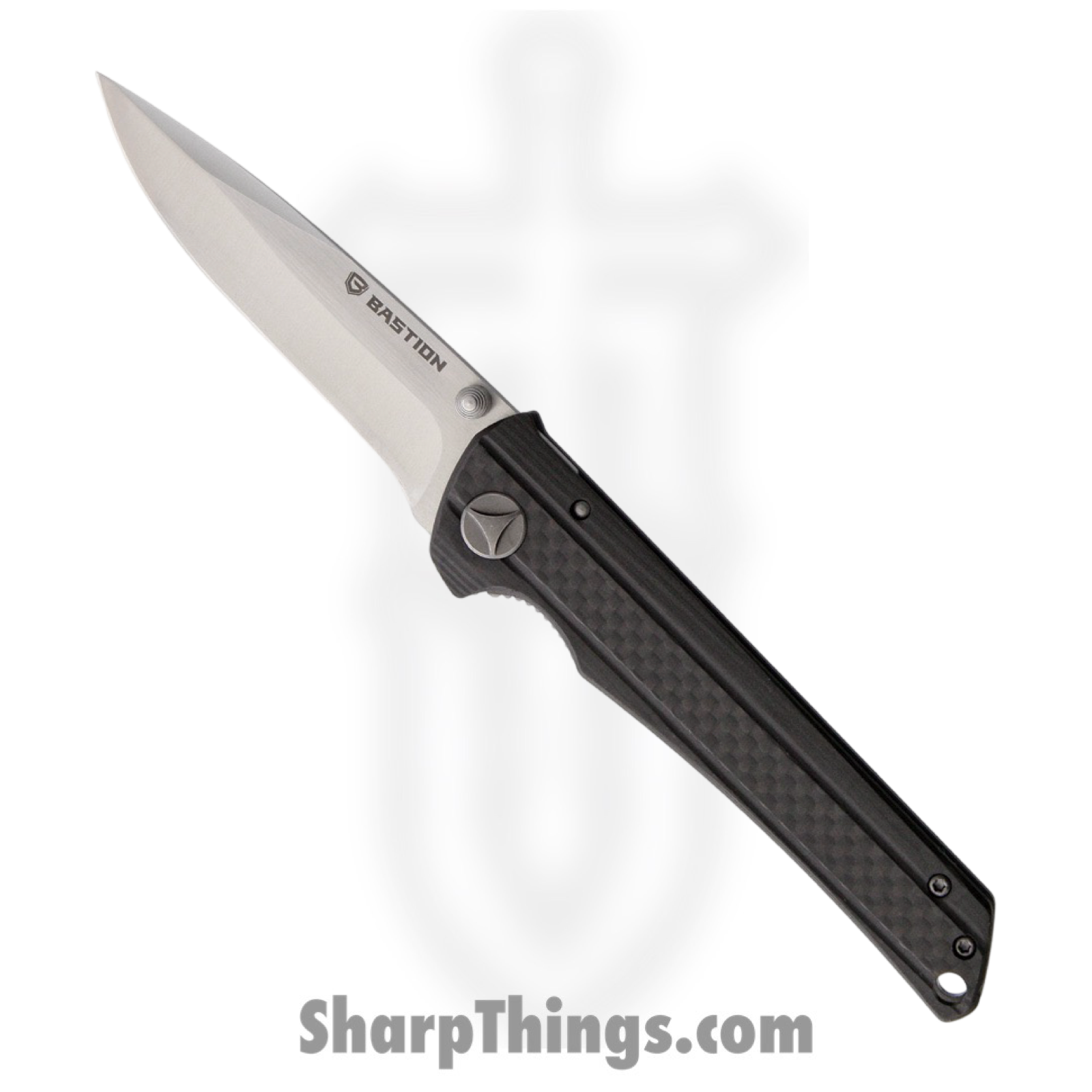 Bastion - BSTN11 - Partizan - Folding Knife - D2 Stonewash Drop Point - Carbon Fiber Titanium - Black Gray