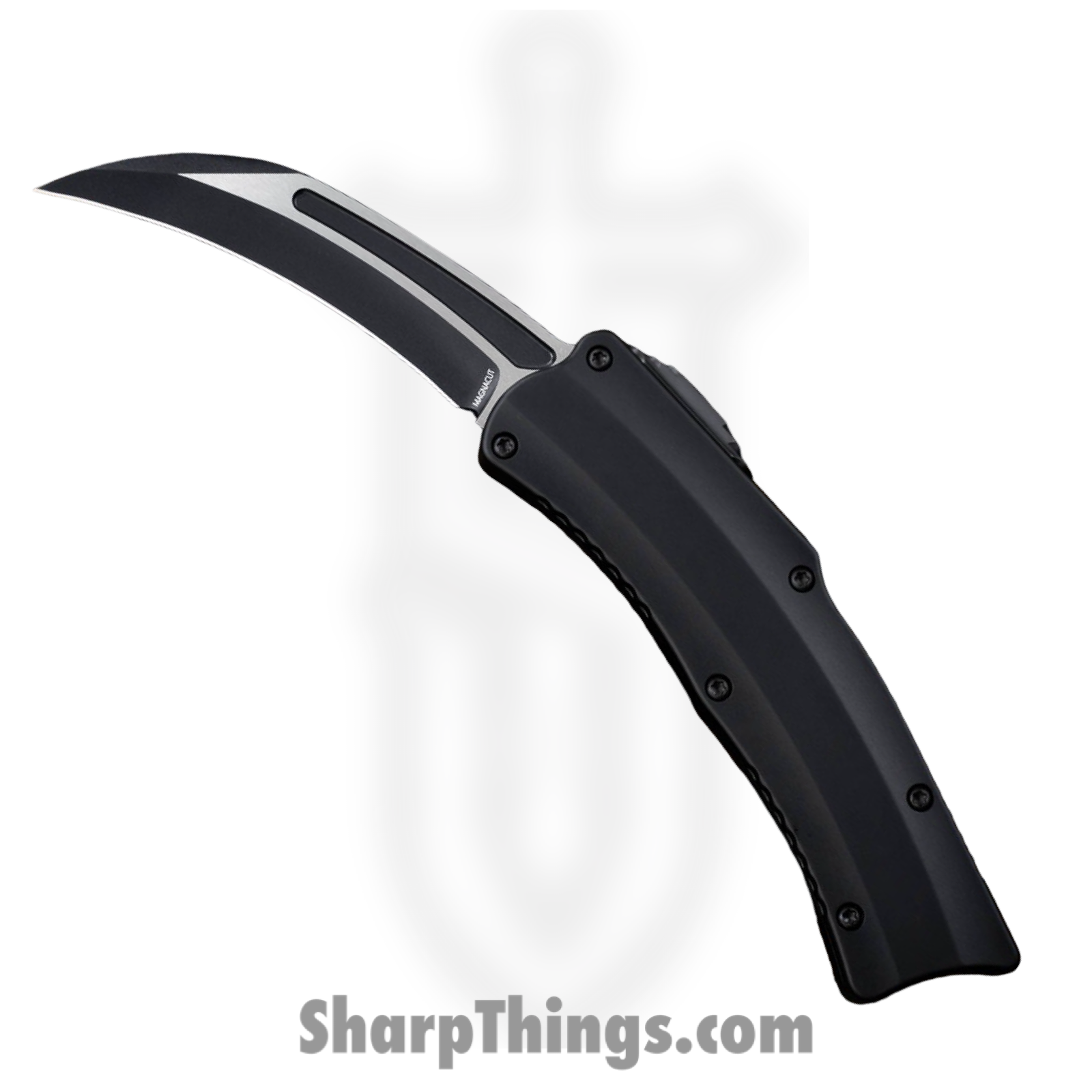 Heretic Knives - H060-10A - Roc - OTF Auto - Magnacut Two Tone Hawkbill - 6061-T6 Aluminum - Black