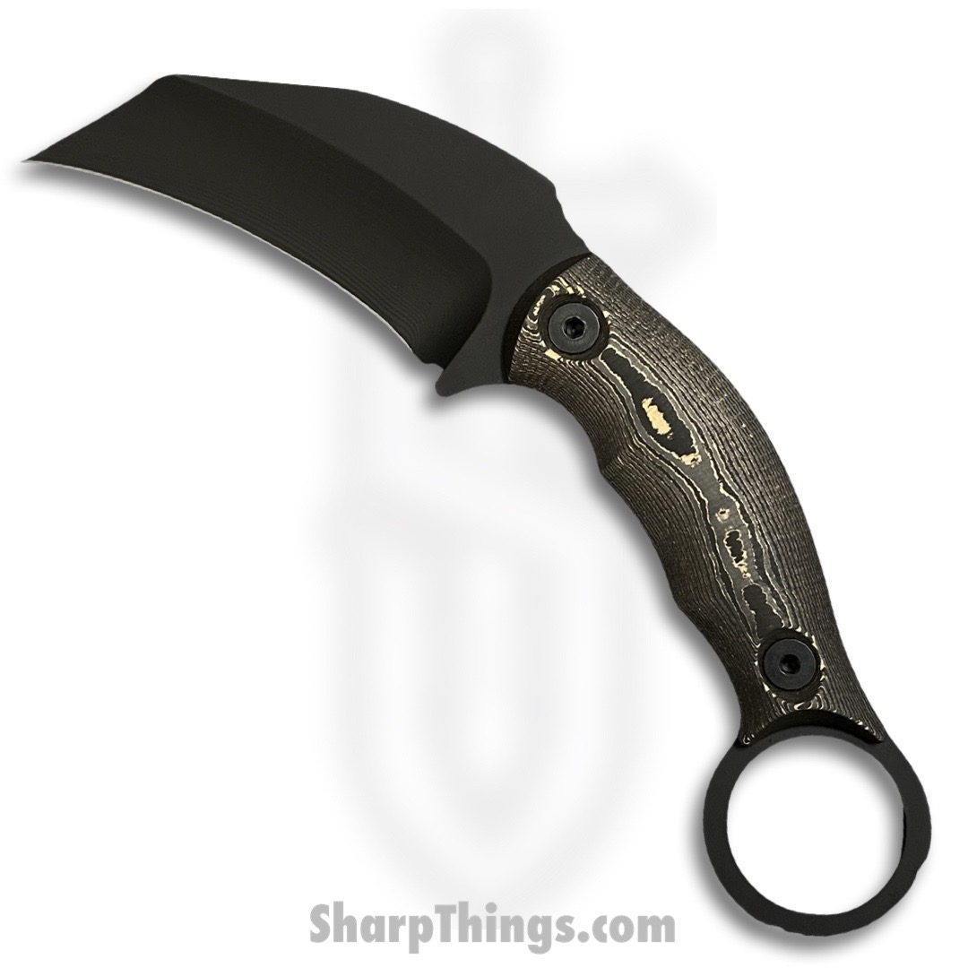 Half Face Blades - HFBKARAMBAB - Karambito - Fixed Blade Knife - S35VN Coated Karambit - Carbon Fiber - Black/Brass - Image 2