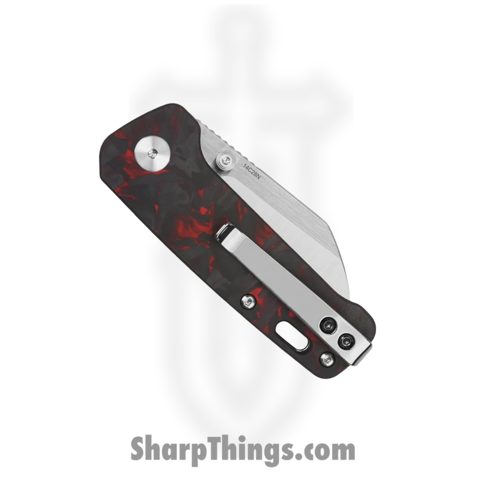 QSP - QS130XSE1 - Mini Penguin - Folding Knife - 14C28N Two Tone Sheepsfoot - Carbon Fiber - Black/Red - Image 4