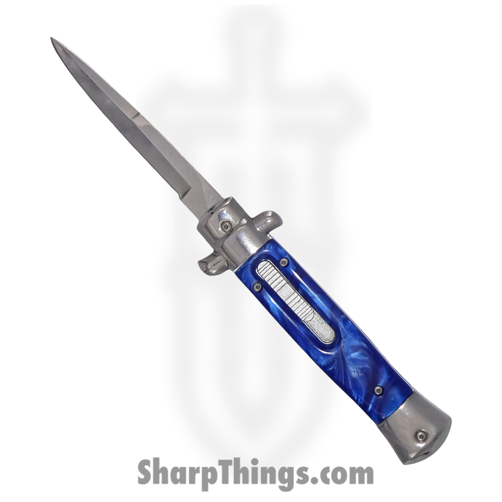 Steel River Knives - SBOTF9ITBLMP - Pezzo – 9” Italian Stiletto OTF Automatic Knife – 440 Bayonet - Blue MOP