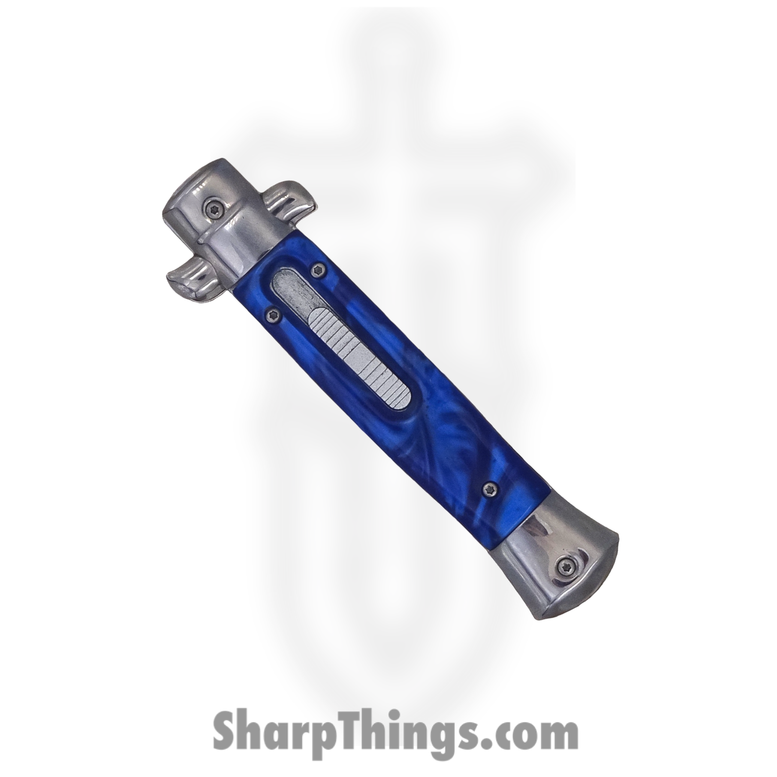 Steel River Knives - SBOTF9ITBLMP - Pezzo – 9” Italian Stiletto OTF Automatic Knife – 440 Bayonet - Blue MOP - Image 3